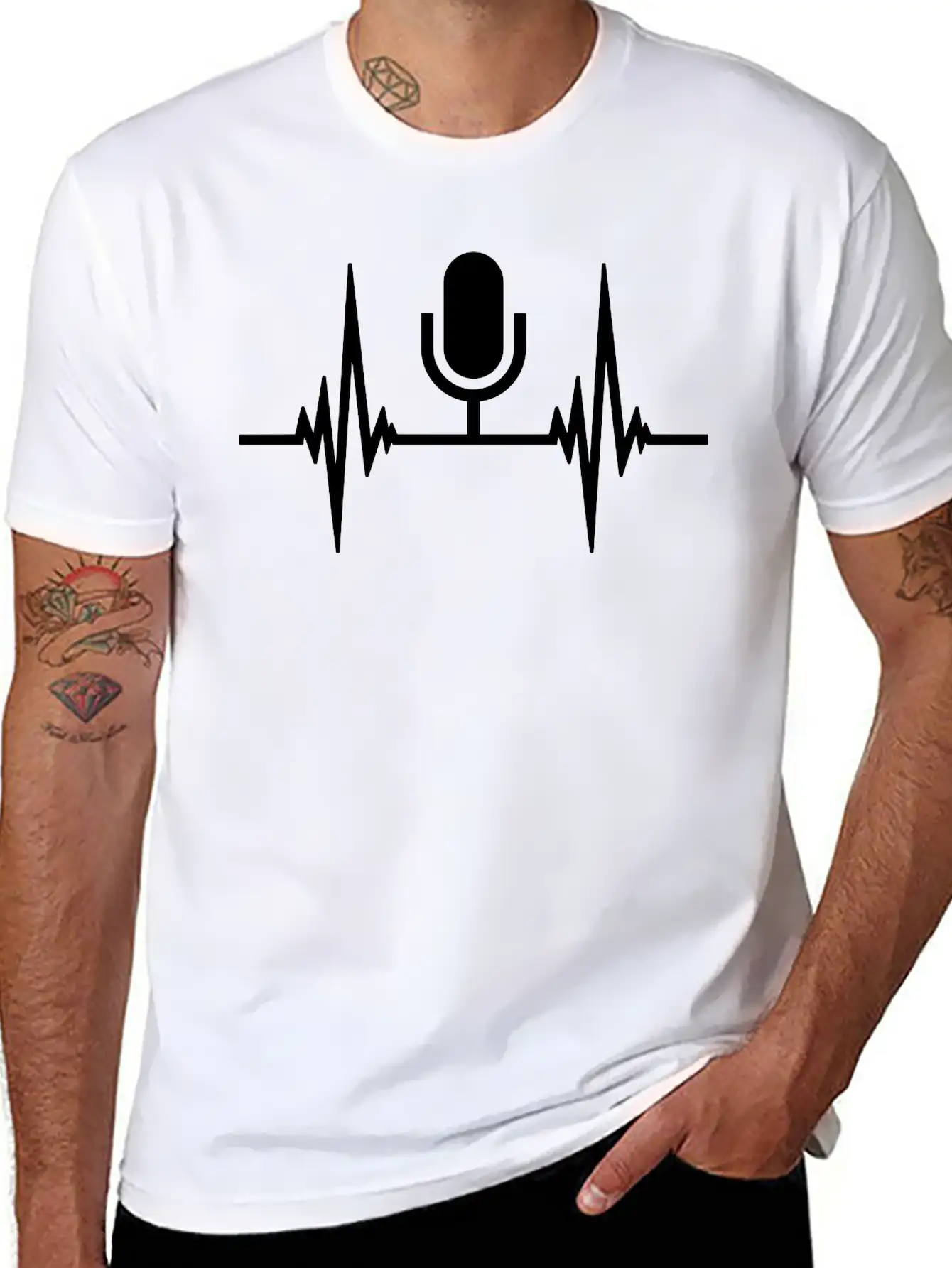 Pulse Heartbeat Microphone Essential Cotton Tee For Daily Outfits – Unisex Style