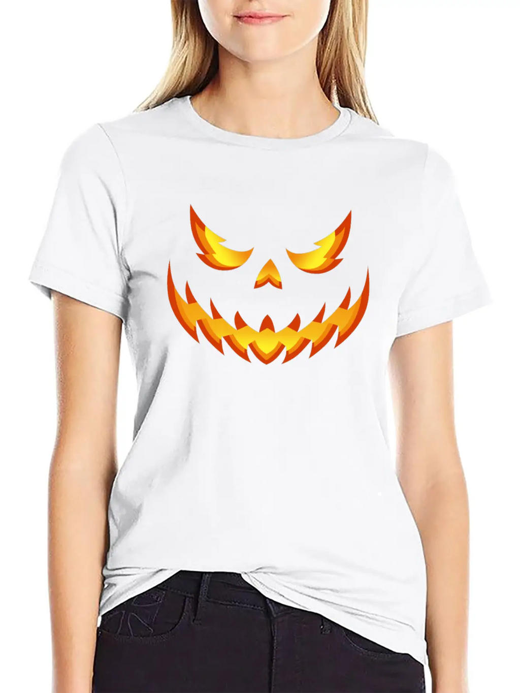 Pumpkin Evil Smile Halloween Jack O'lantern Unisex Casual T-Shirt – Clean Design For Daily Comfort