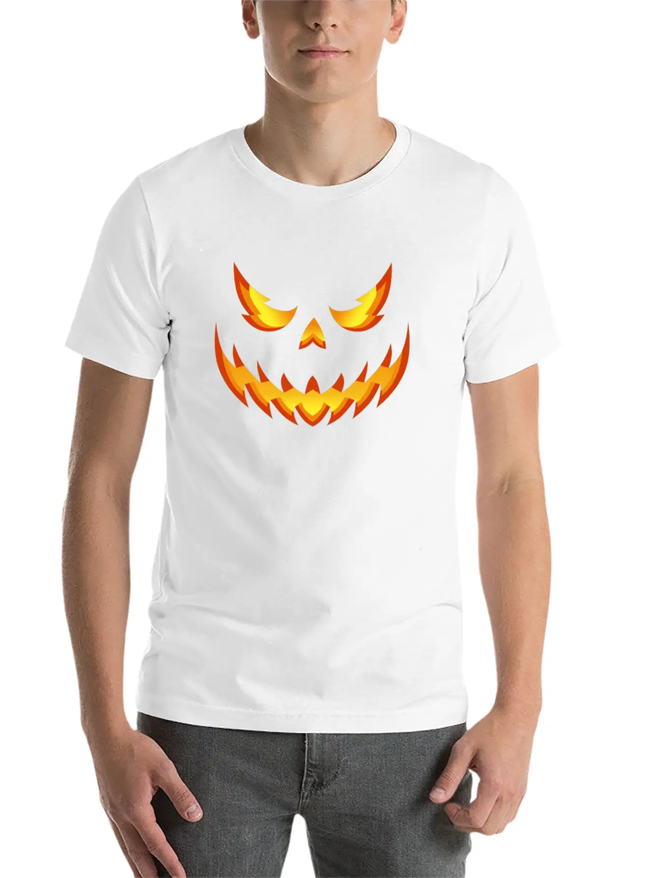 Pumpkin Evil Smile Halloween Jack O'lantern Unisex Casual T-Shirt – Clean Design For Daily Comfort
