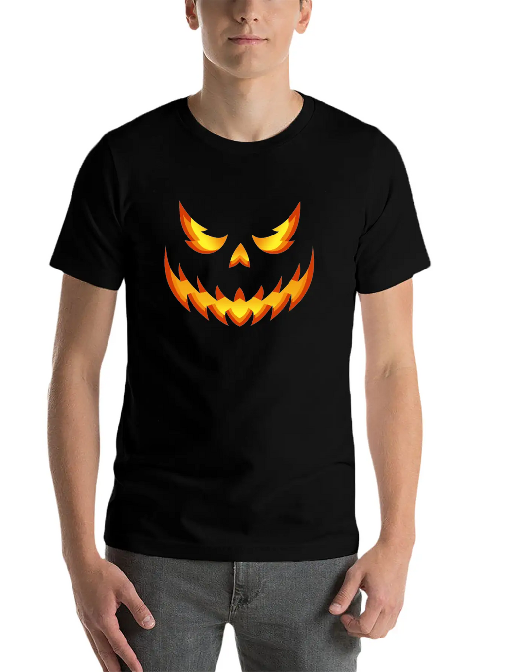 Pumpkin Evil Smile Halloween Jack O'lantern Unisex Casual T-Shirt – Clean Design For Daily Comfort