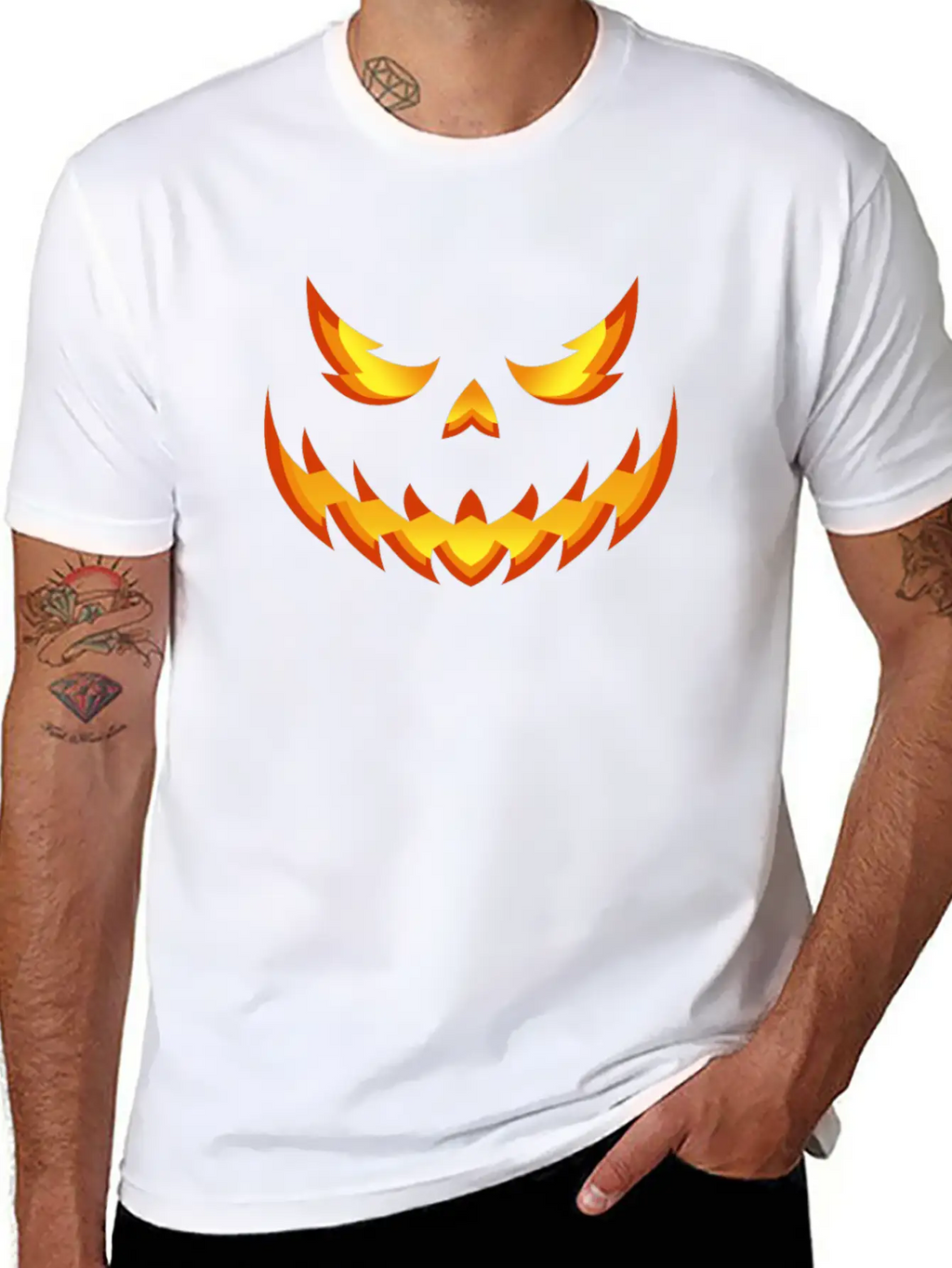 Pumpkin Evil Smile Halloween Jack O'lantern Unisex Casual T-Shirt – Clean Design For Daily Comfort