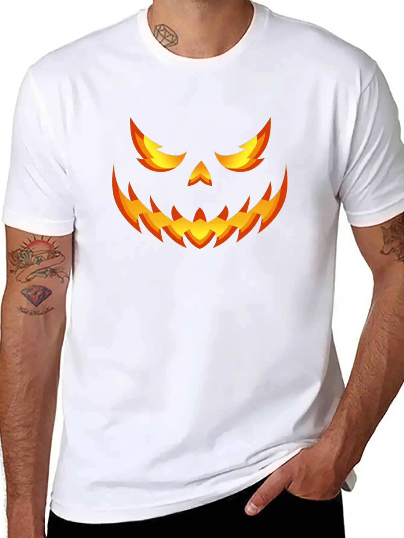 Pumpkin Evil Smile Halloween Jack O'lantern Unisex Casual T-Shirt – Clean Design For Daily Comfort