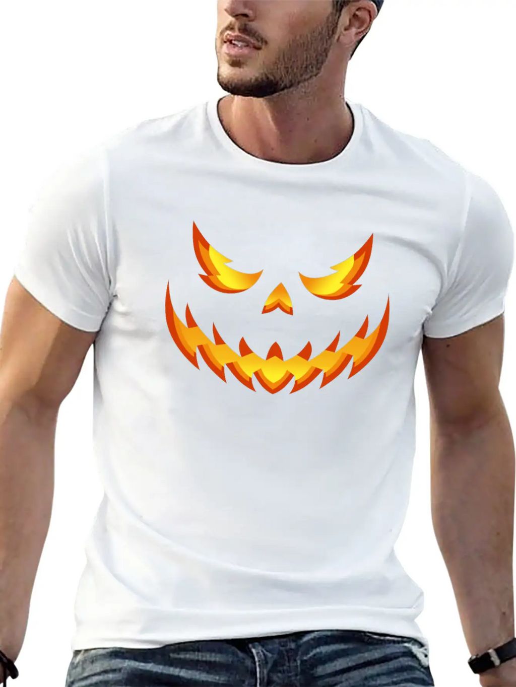 Pumpkin Evil Smile Halloween Jack O'lantern Unisex Casual T-Shirt – Clean Design For Daily Comfort