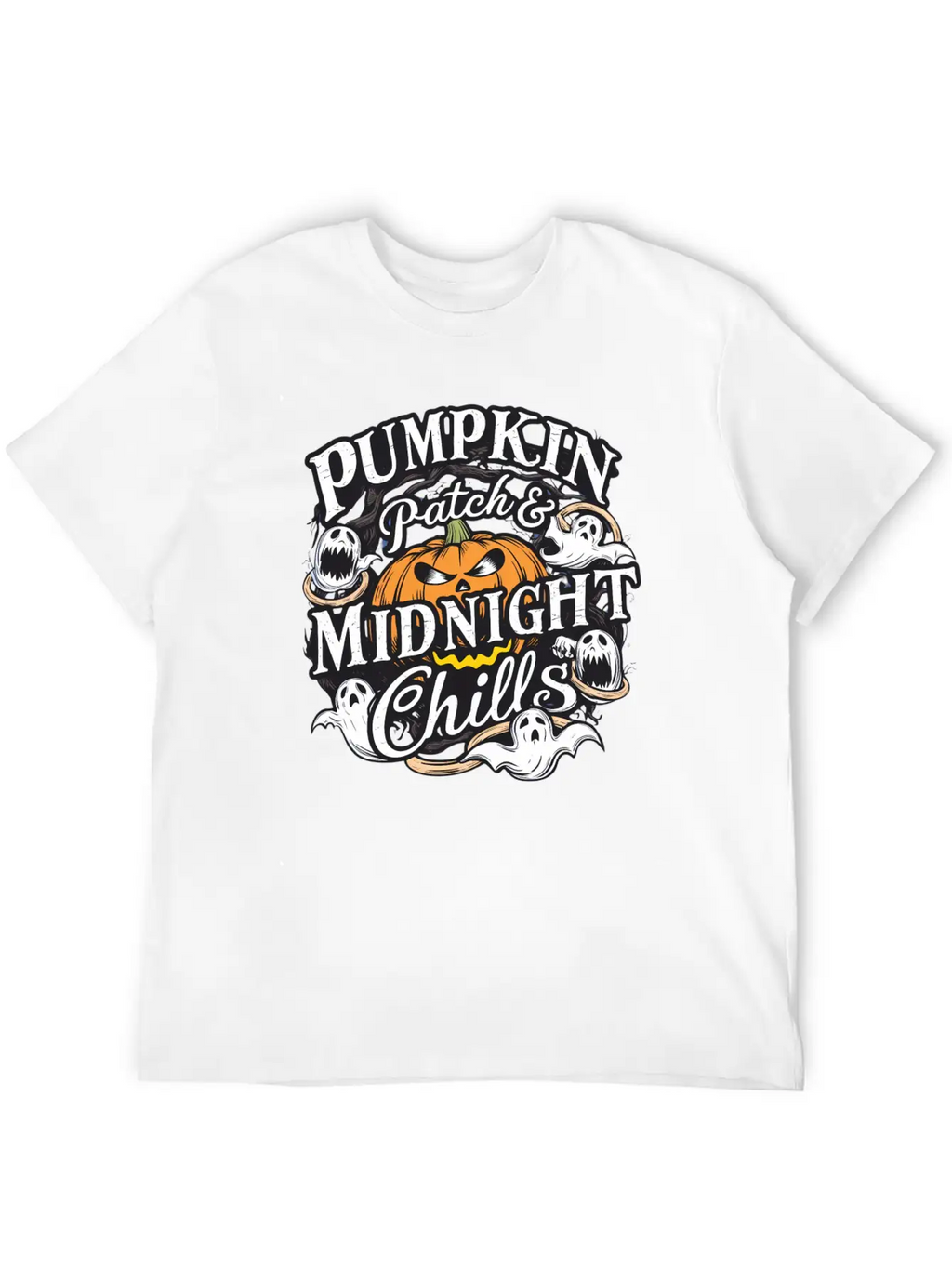 Pumpkin Patch & Midnight Chills , Halloween Casual Graphic T-Shirt – Simple And Comfortable Daily Wear