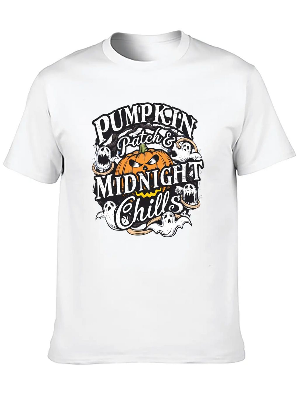 Pumpkin Patch & Midnight Chills , Halloween Casual Graphic T-Shirt – Simple And Comfortable Daily Wear