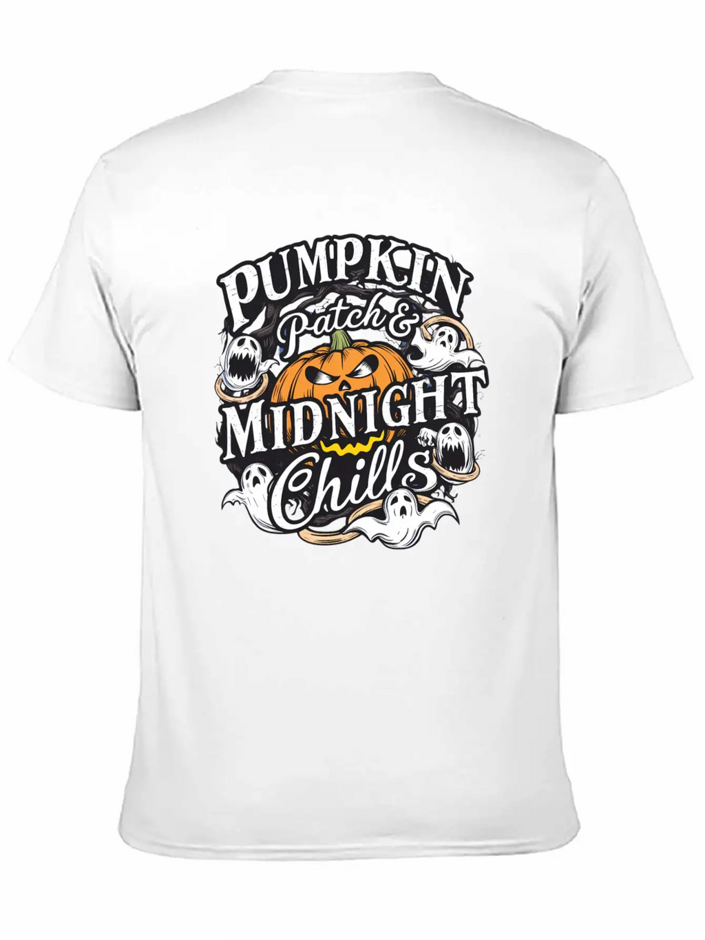 Pumpkin Patch & Midnight Chills , Halloween Casual Graphic T-Shirt – Simple And Comfortable Daily Wear