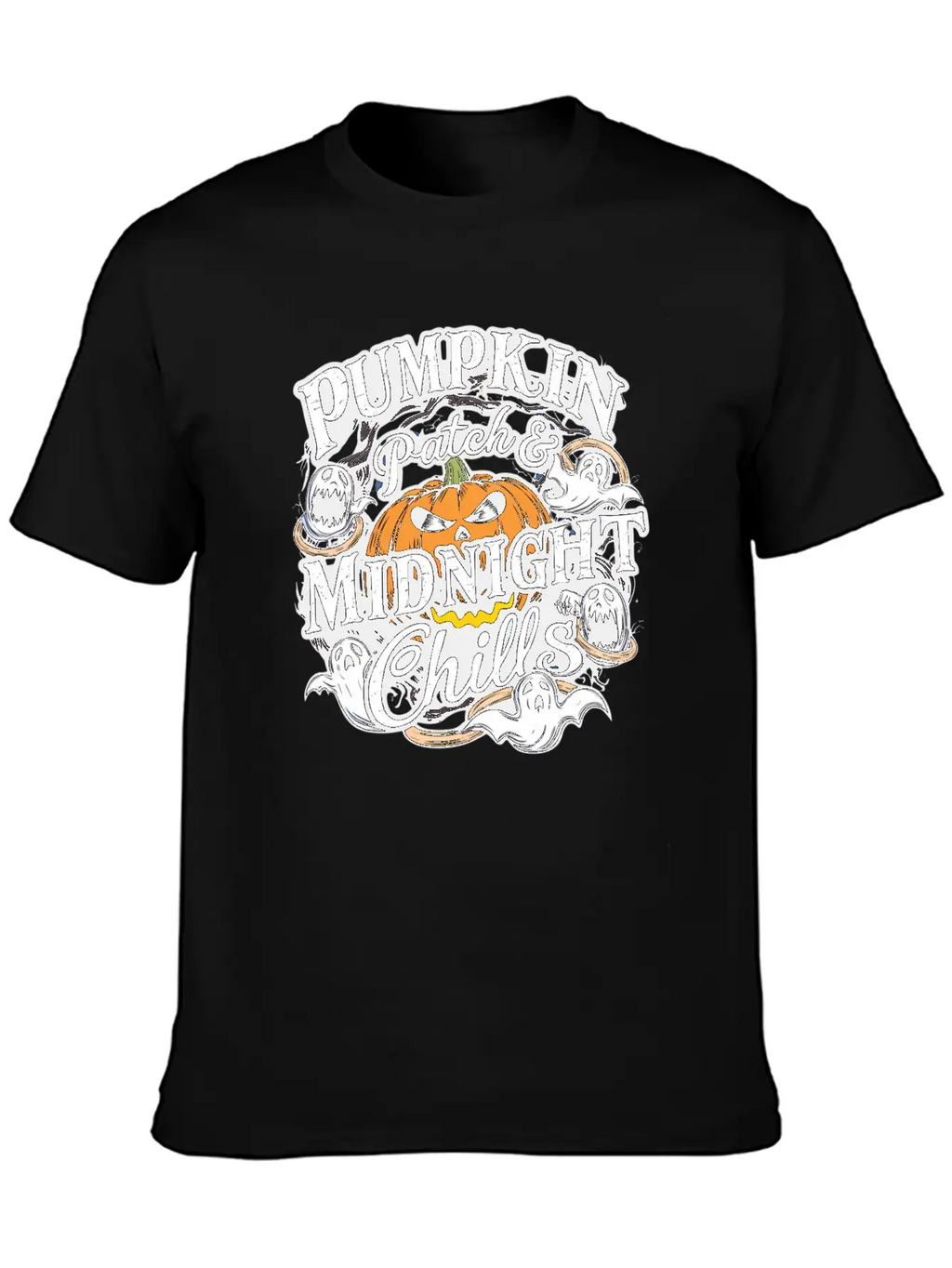 Pumpkin Patch & Midnight Chills , Halloween Casual Graphic T-Shirt – Simple And Comfortable Daily Wear