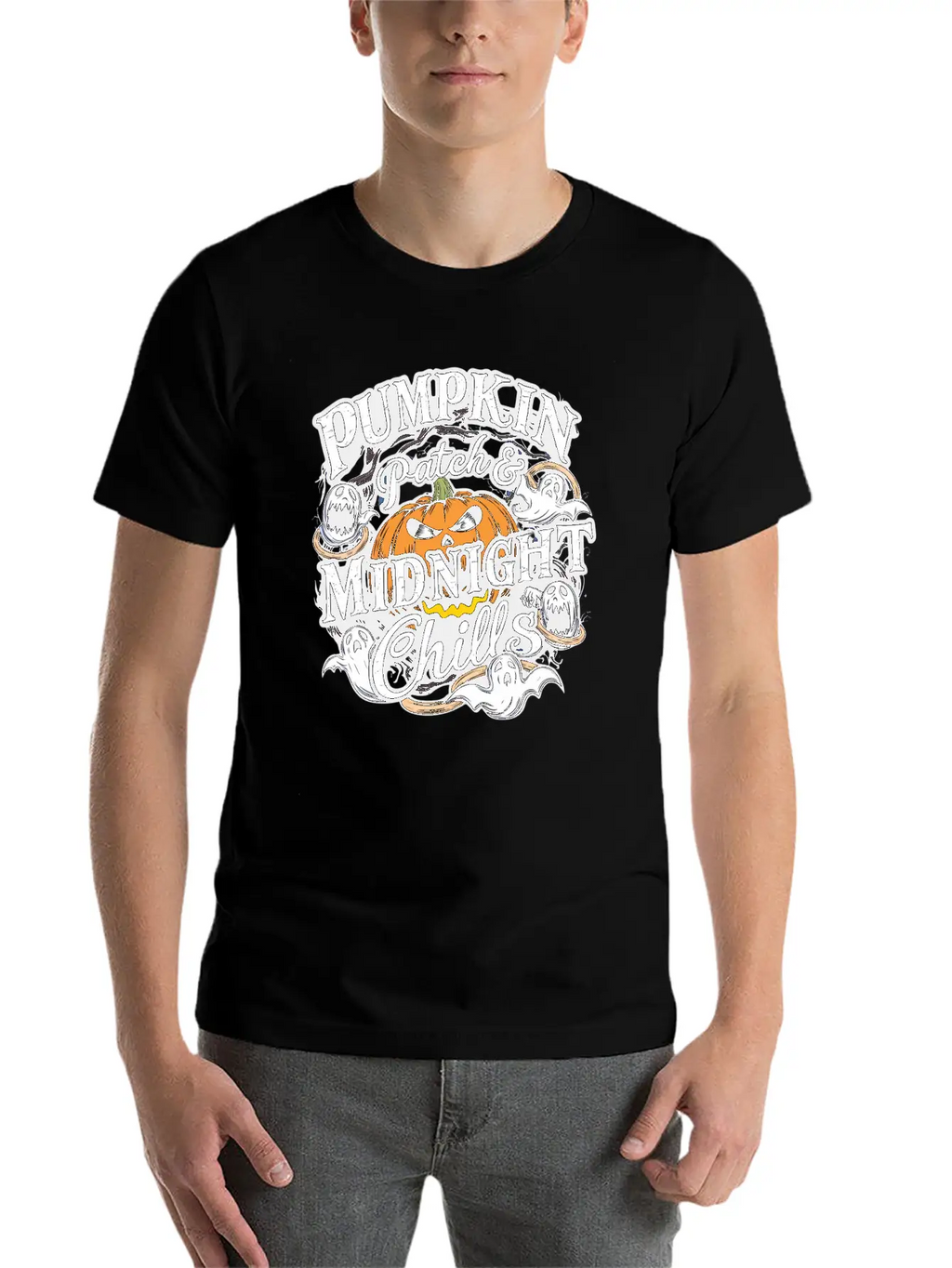 Pumpkin Patch & Midnight Chills , Halloween Casual Graphic T-Shirt – Simple And Comfortable Daily Wear