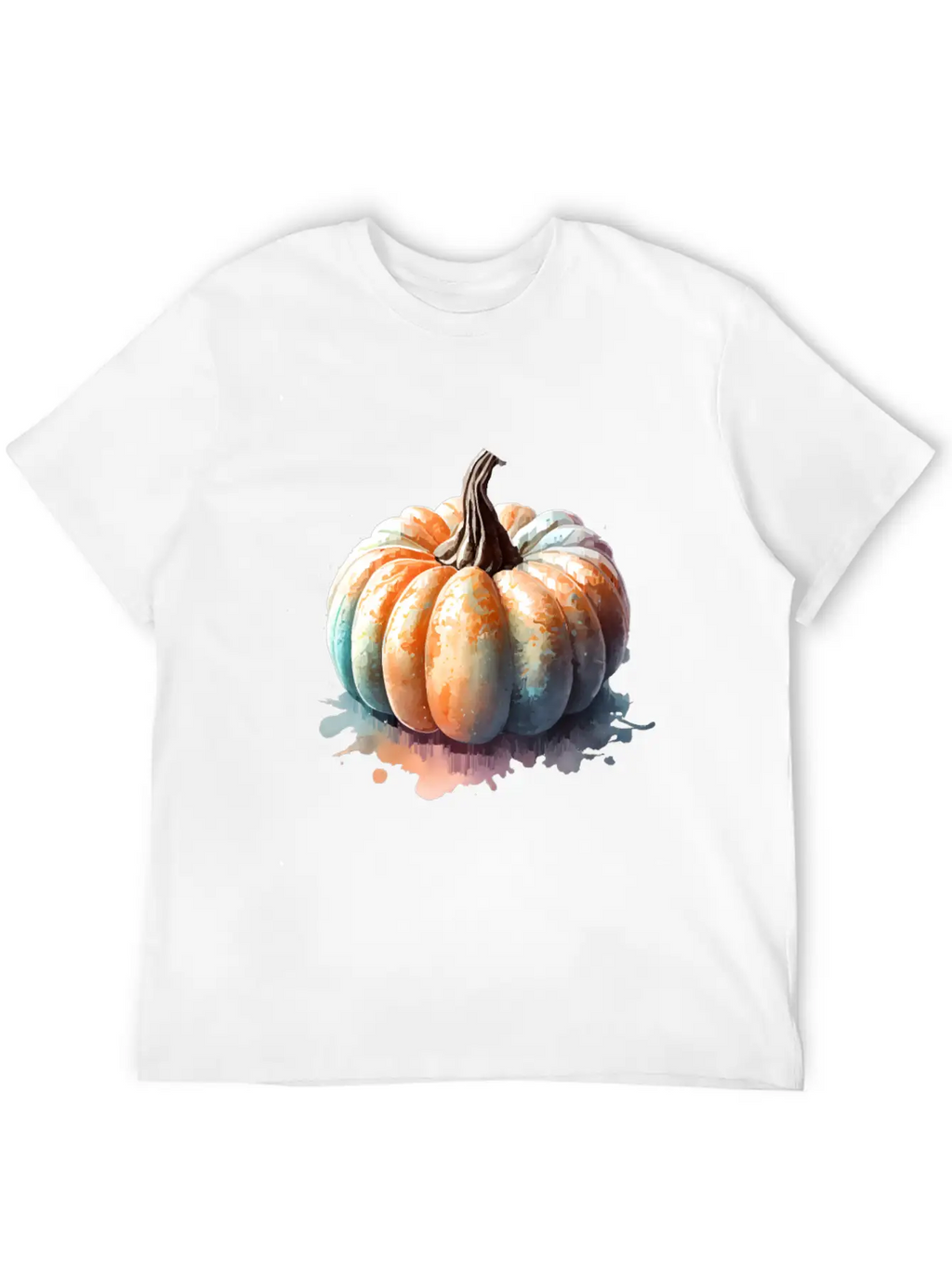 Pumpkin Watercolor Unisex Short Sleeve Soft Cotton T-Shirt – Casual Everyday Wear