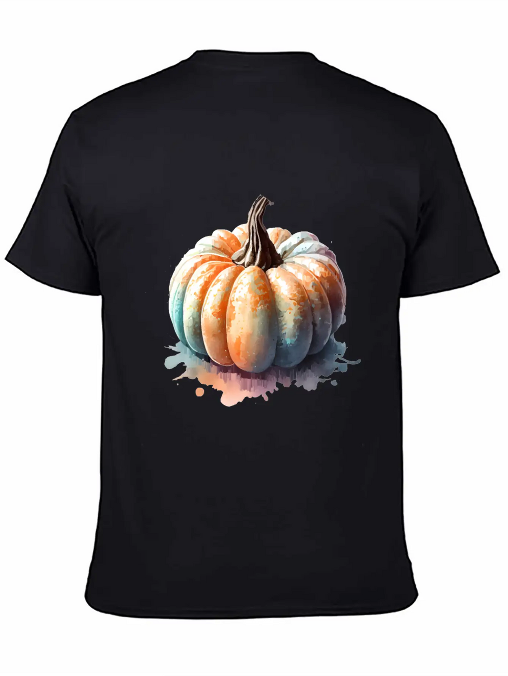 Pumpkin Watercolor Unisex Short Sleeve Soft Cotton T-Shirt – Casual Everyday Wear