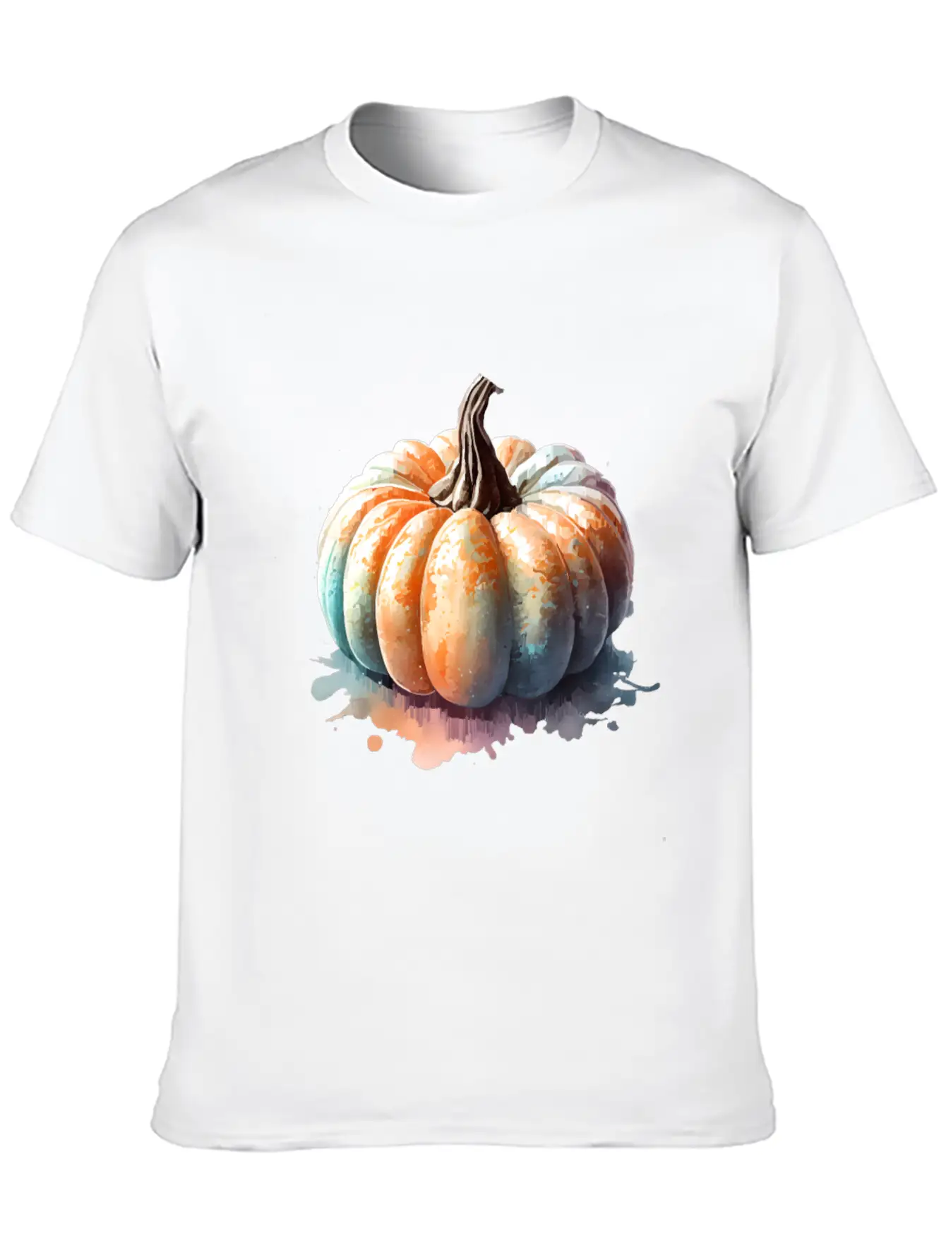 Pumpkin Watercolor Unisex Short Sleeve Soft Cotton T-Shirt – Casual Everyday Wear