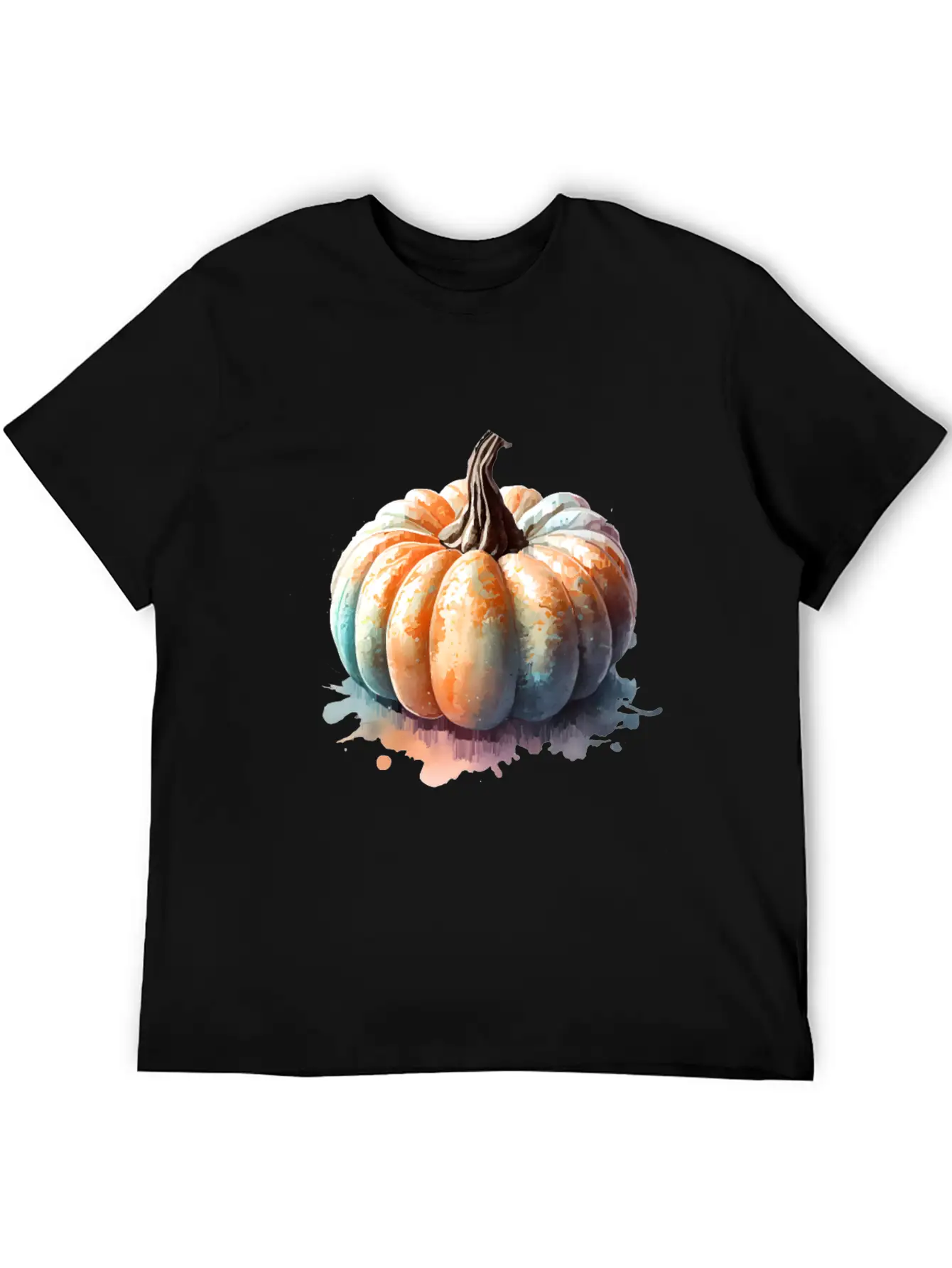 Pumpkin Watercolor Unisex Short Sleeve Soft Cotton T-Shirt – Casual Everyday Wear