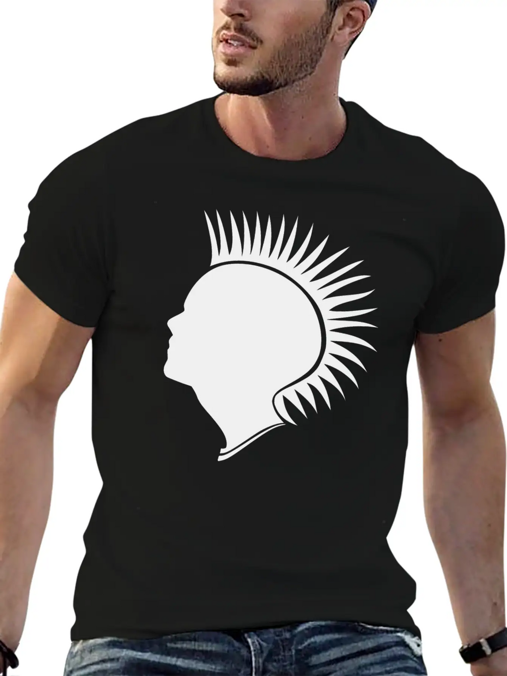 Punk Head - Black Unisex Casual T-Shirt – Clean Design For Daily Comfort