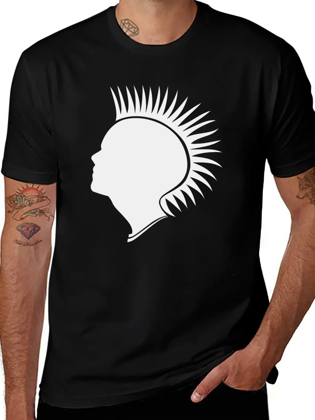 Punk Head - Black Unisex Short Sleeve Soft Cotton T-Shirt – Casual Everyday Wear