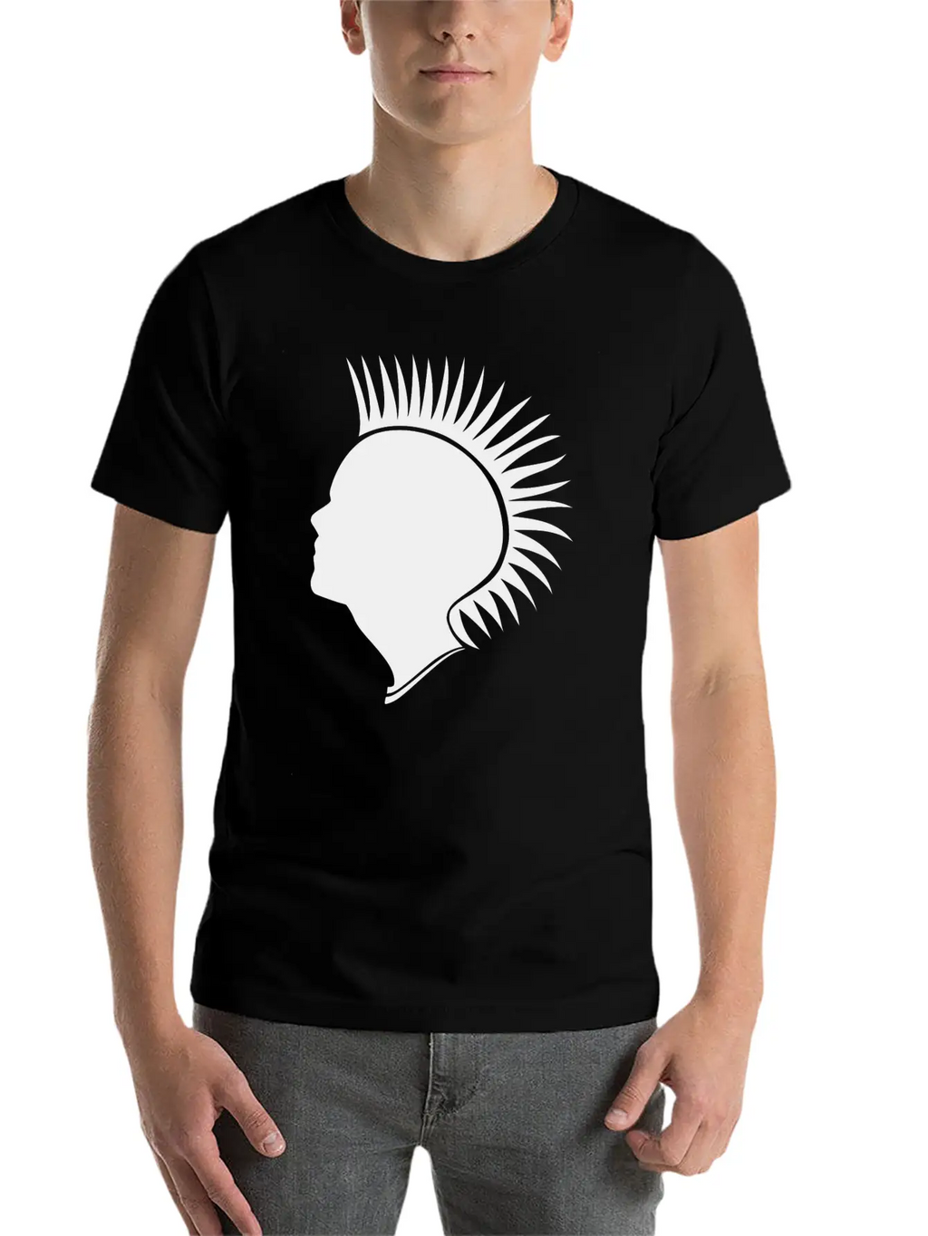 Punk Head - Black Unisex Short Sleeve Soft Cotton T-Shirt – Casual Everyday Wear