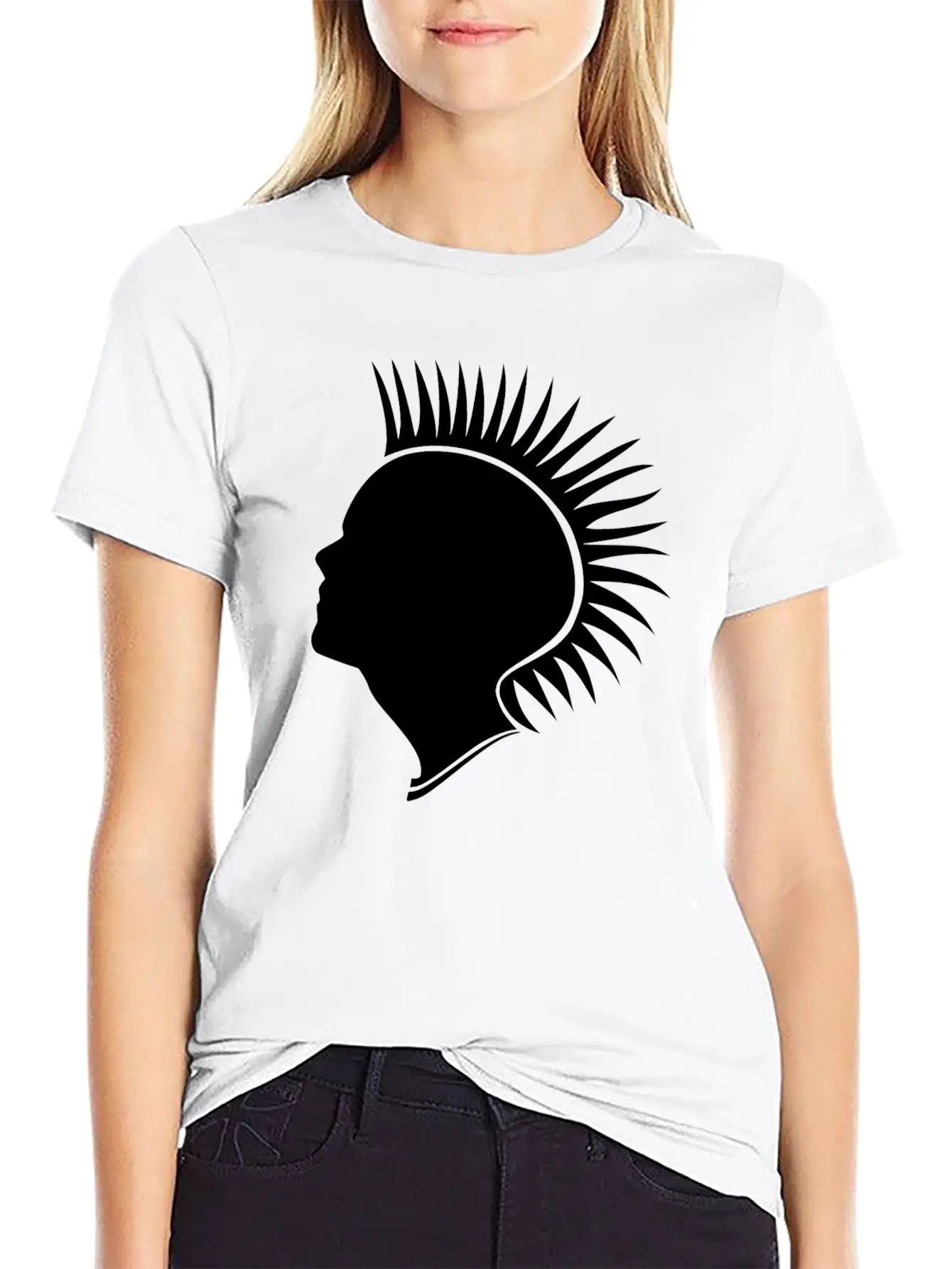 Punk Head - Black Unisex Short Sleeve Soft Cotton T-Shirt – Casual Everyday Wear