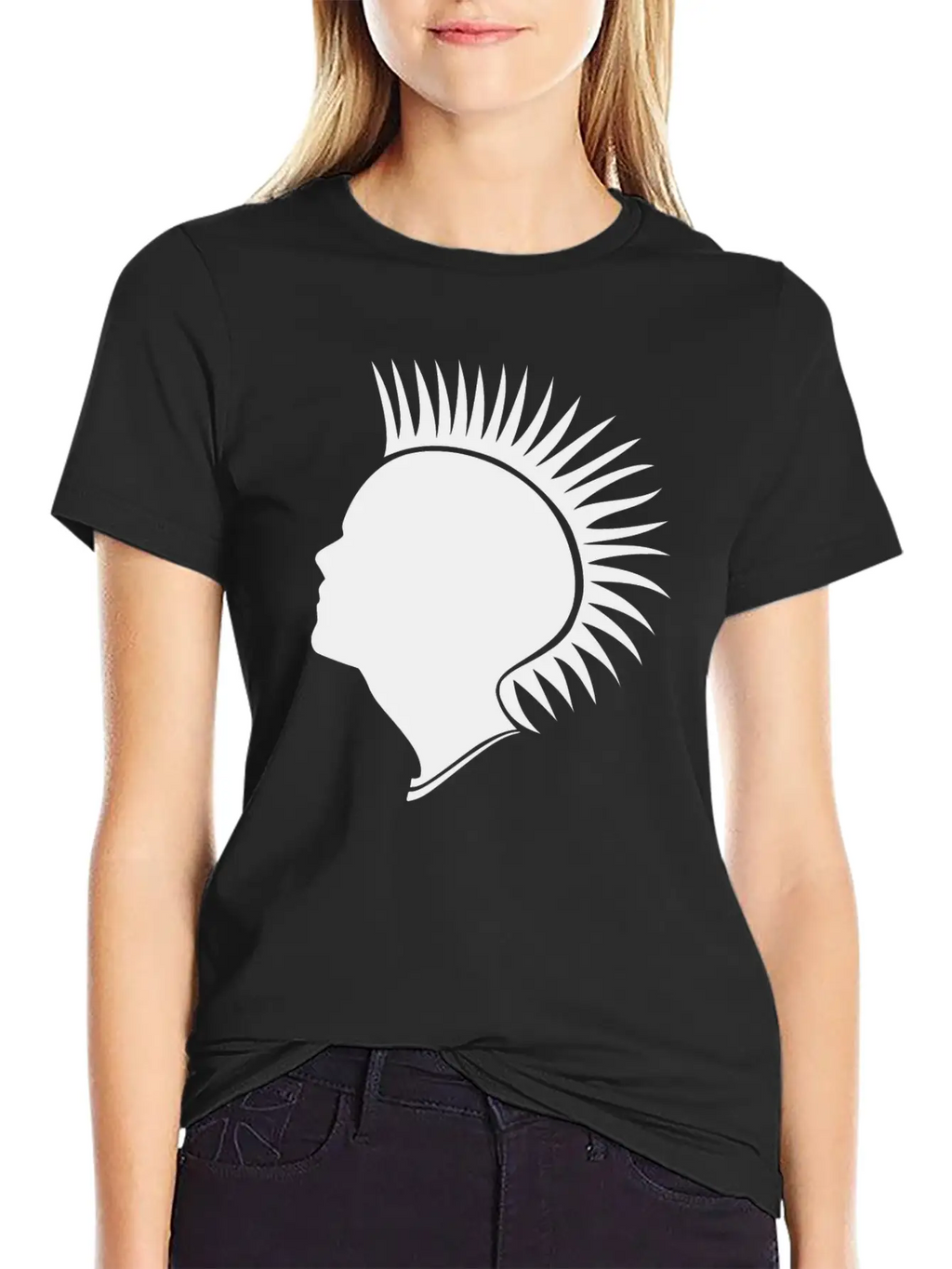 Punk Head - Black Unisex Short Sleeve Soft Cotton T-Shirt – Casual Everyday Wear