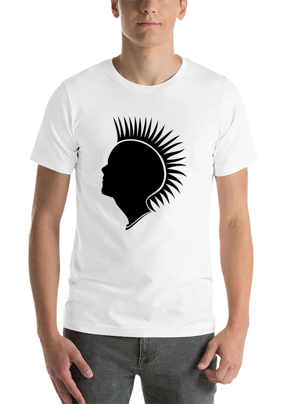 Punk Head - Black Unisex Short Sleeve Soft Cotton T-Shirt – Casual Everyday Wear
