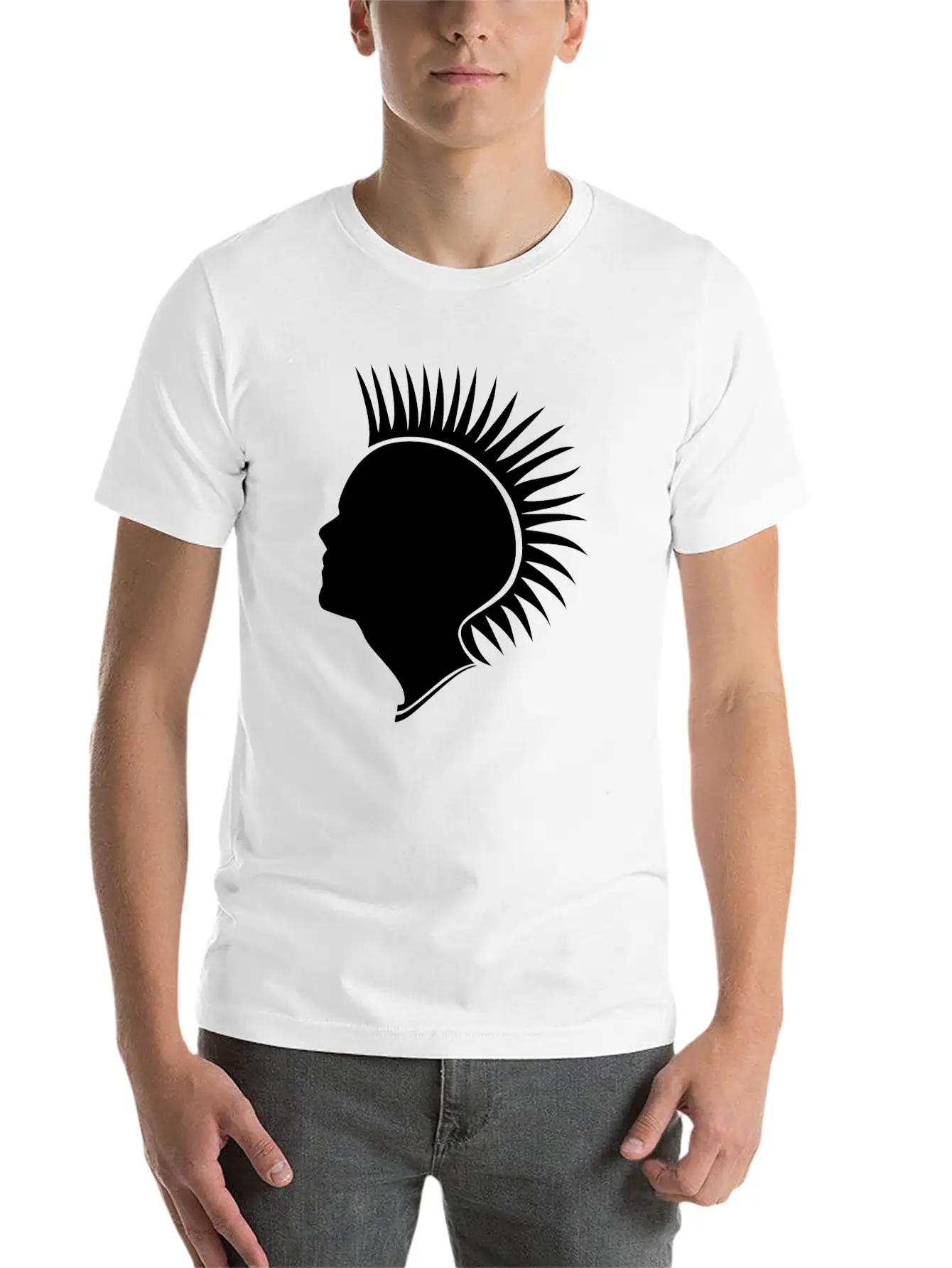 Punk Head - Black Unisex Short Sleeve Soft Cotton T-Shirt – Casual Everyday Wear