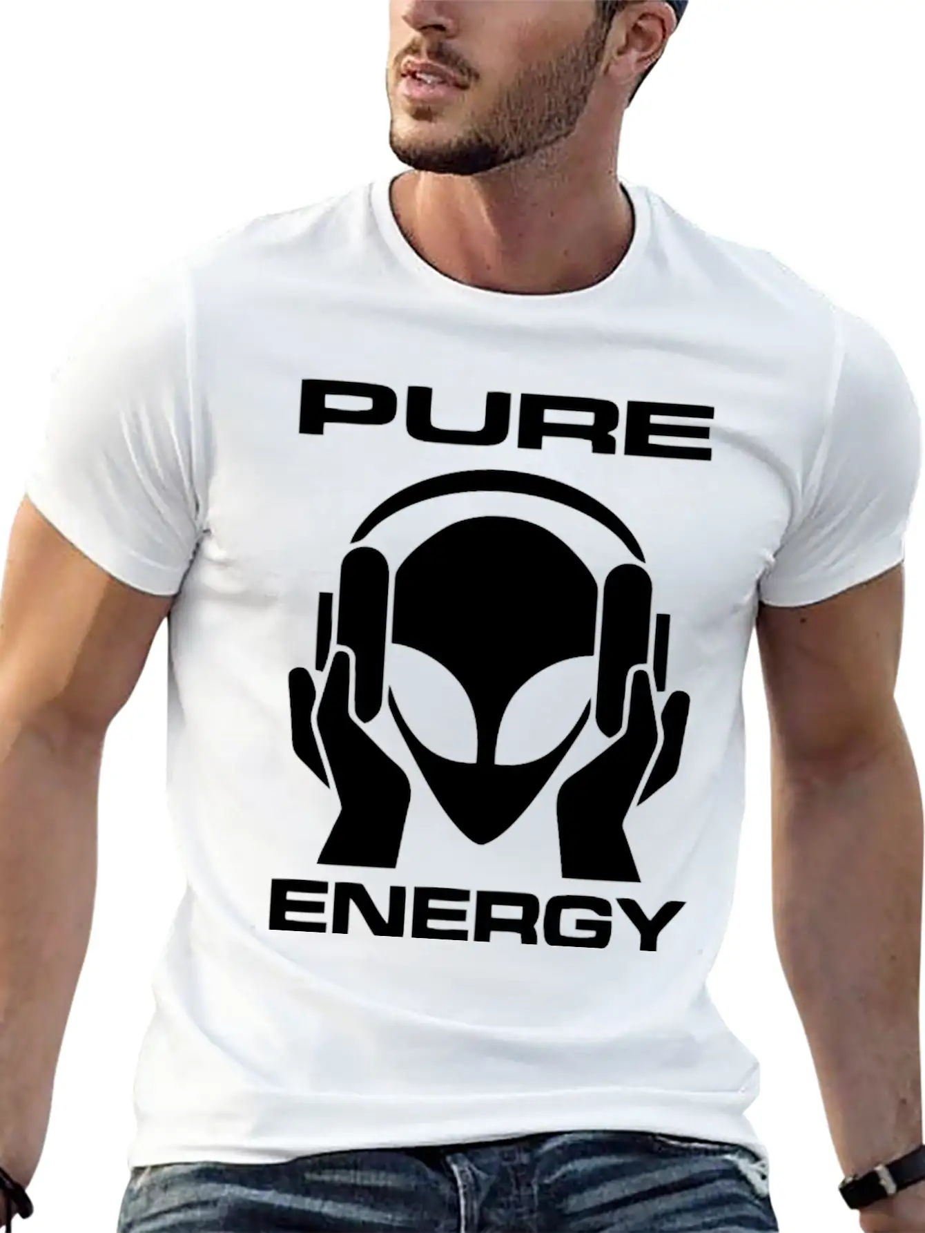 Pure Energy Funny Alien T Shirt Unisex Short Sleeve Soft Cotton T-Shirt – Casual Everyday Wear