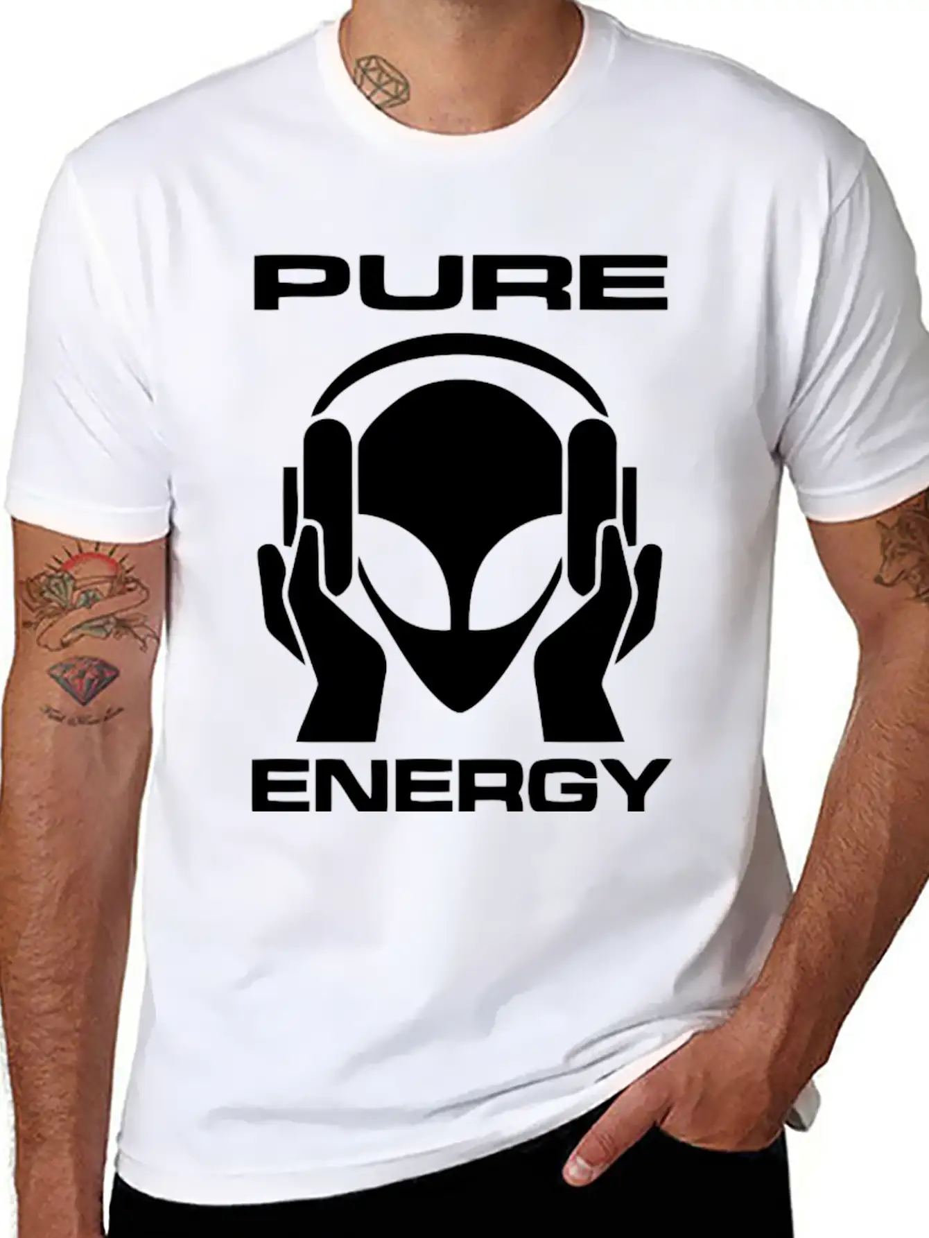 Pure Energy Funny Alien T Shirt Unisex Short Sleeve Soft Cotton T-Shirt – Casual Everyday Wear