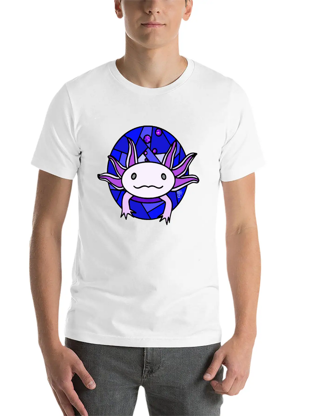 Purple Axolotl Stained Glass Stylish Everyday T-Shirt – Unisex Basic Cotton Tee