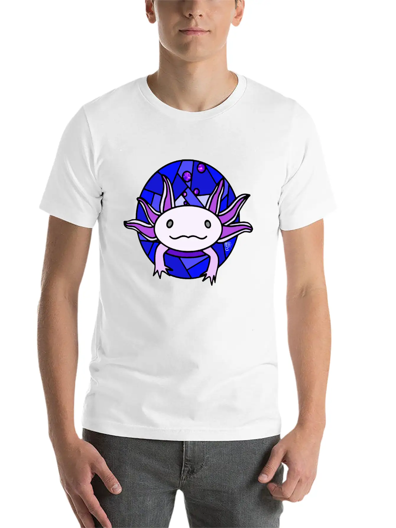Purple Axolotl Stained Glass Stylish Everyday T-Shirt – Unisex Basic Cotton Tee
