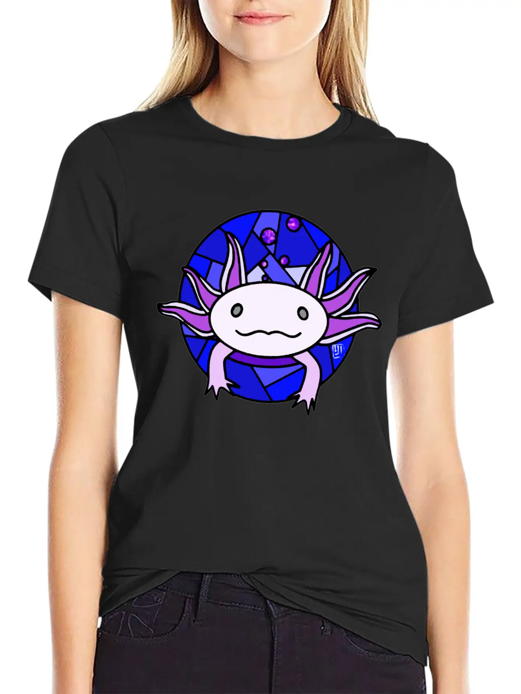 Purple Axolotl Stained Glass Stylish Everyday T-Shirt – Unisex Basic Cotton Tee