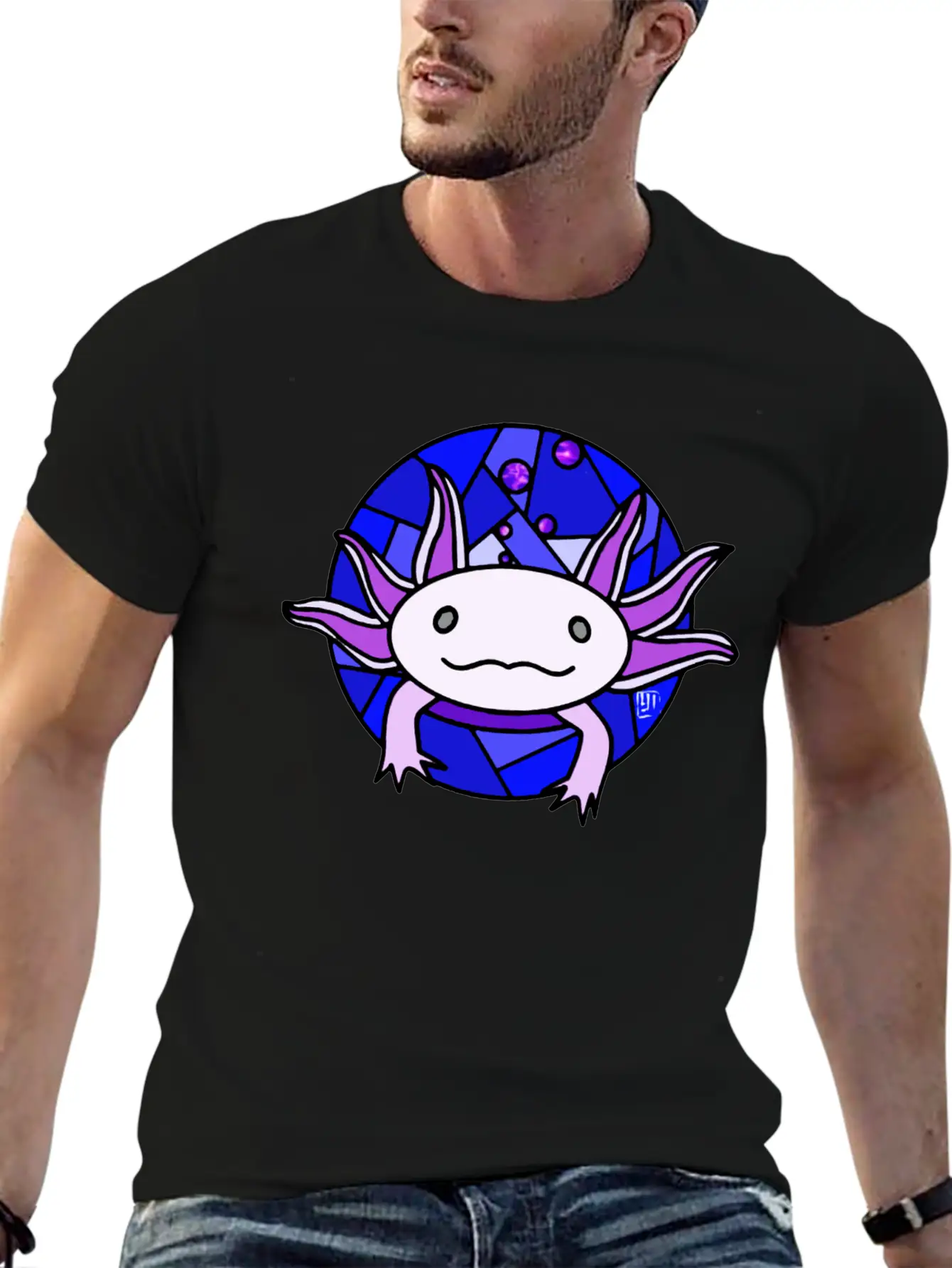 Purple Axolotl Stained Glass Stylish Everyday T-Shirt – Unisex Basic Cotton Tee