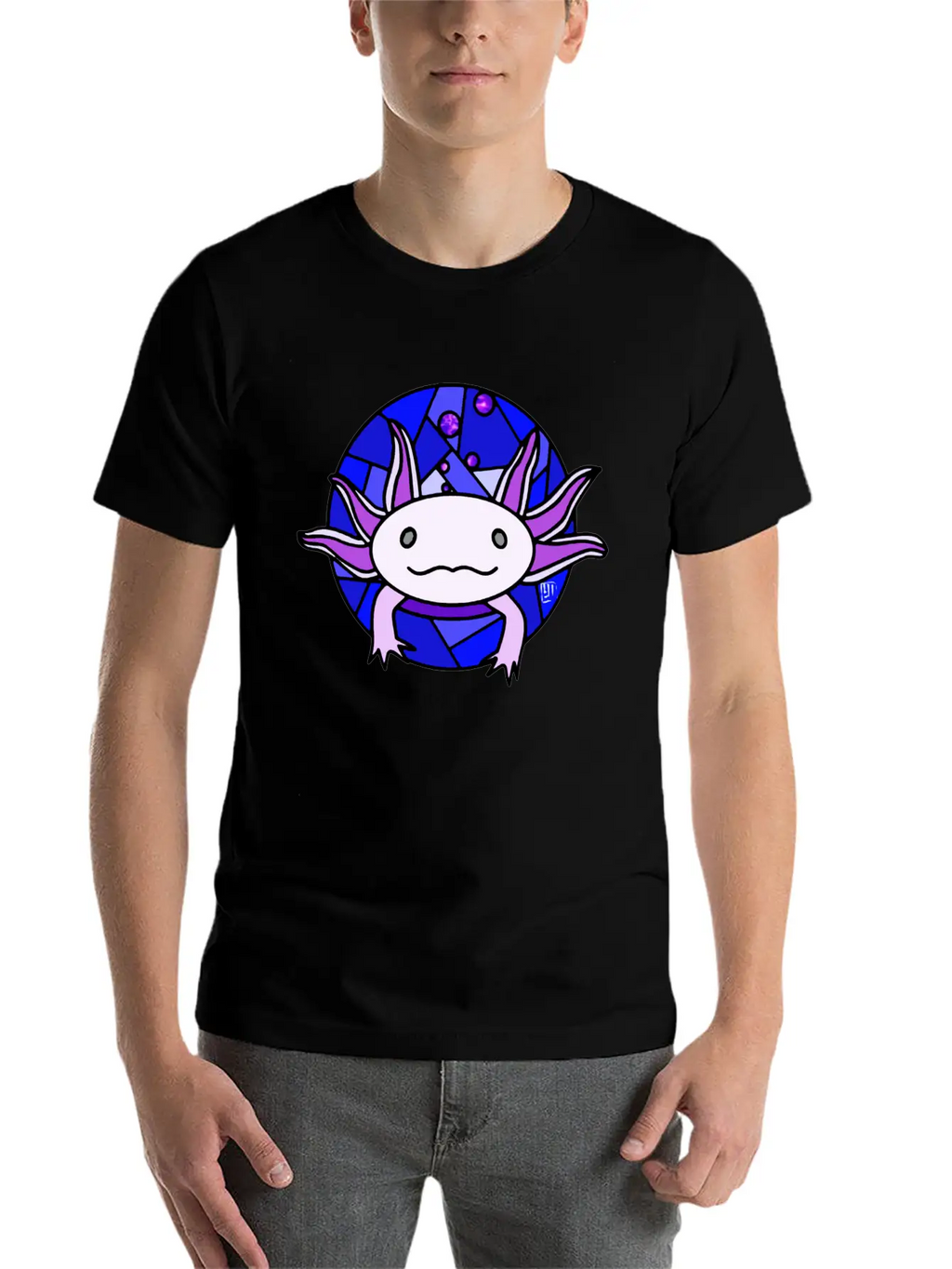 Purple Axolotl Stained Glass Stylish Everyday T-Shirt – Unisex Basic Cotton Tee
