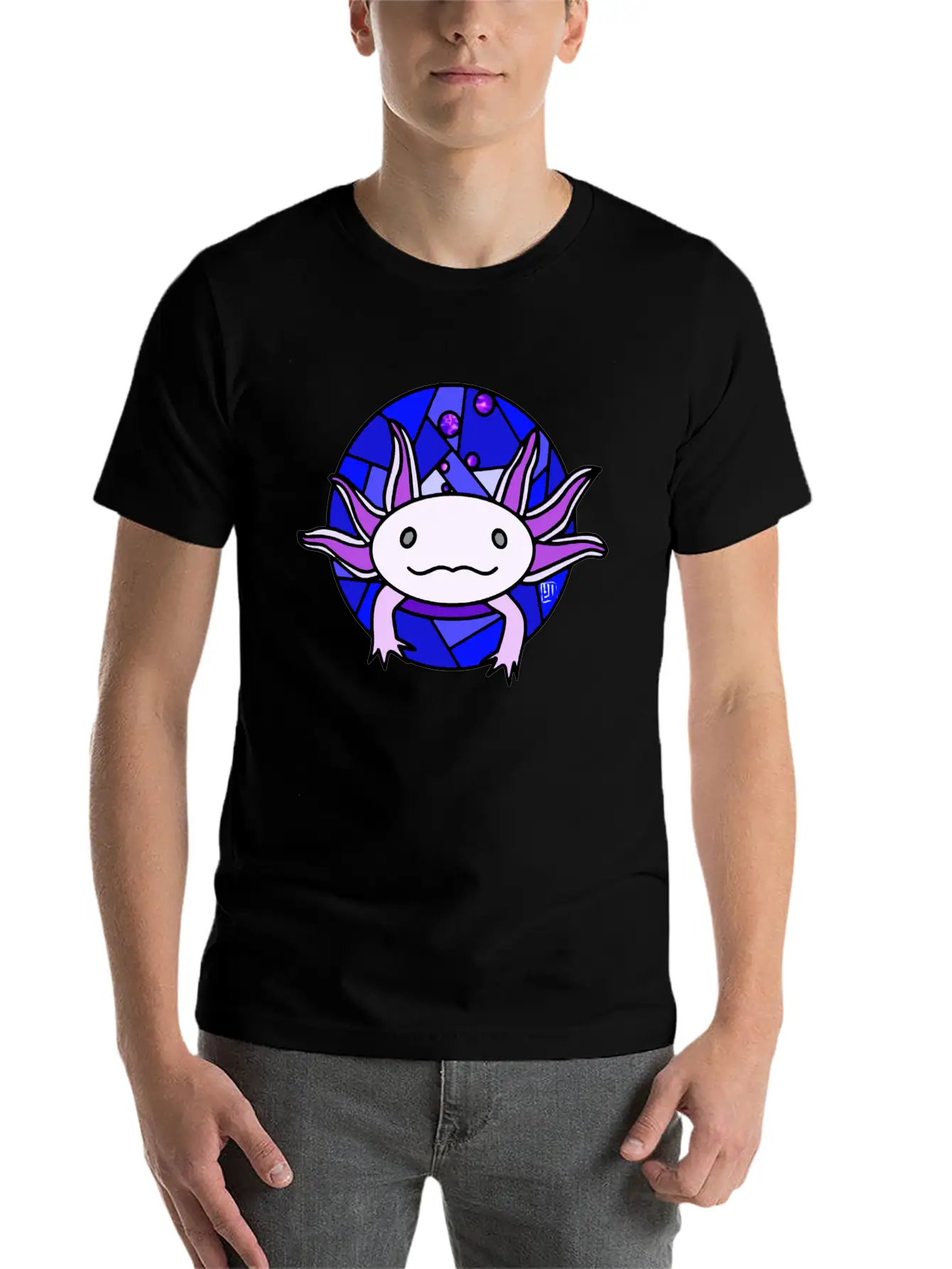 Purple Axolotl Stained Glass Stylish Everyday T-Shirt – Unisex Basic Cotton Tee