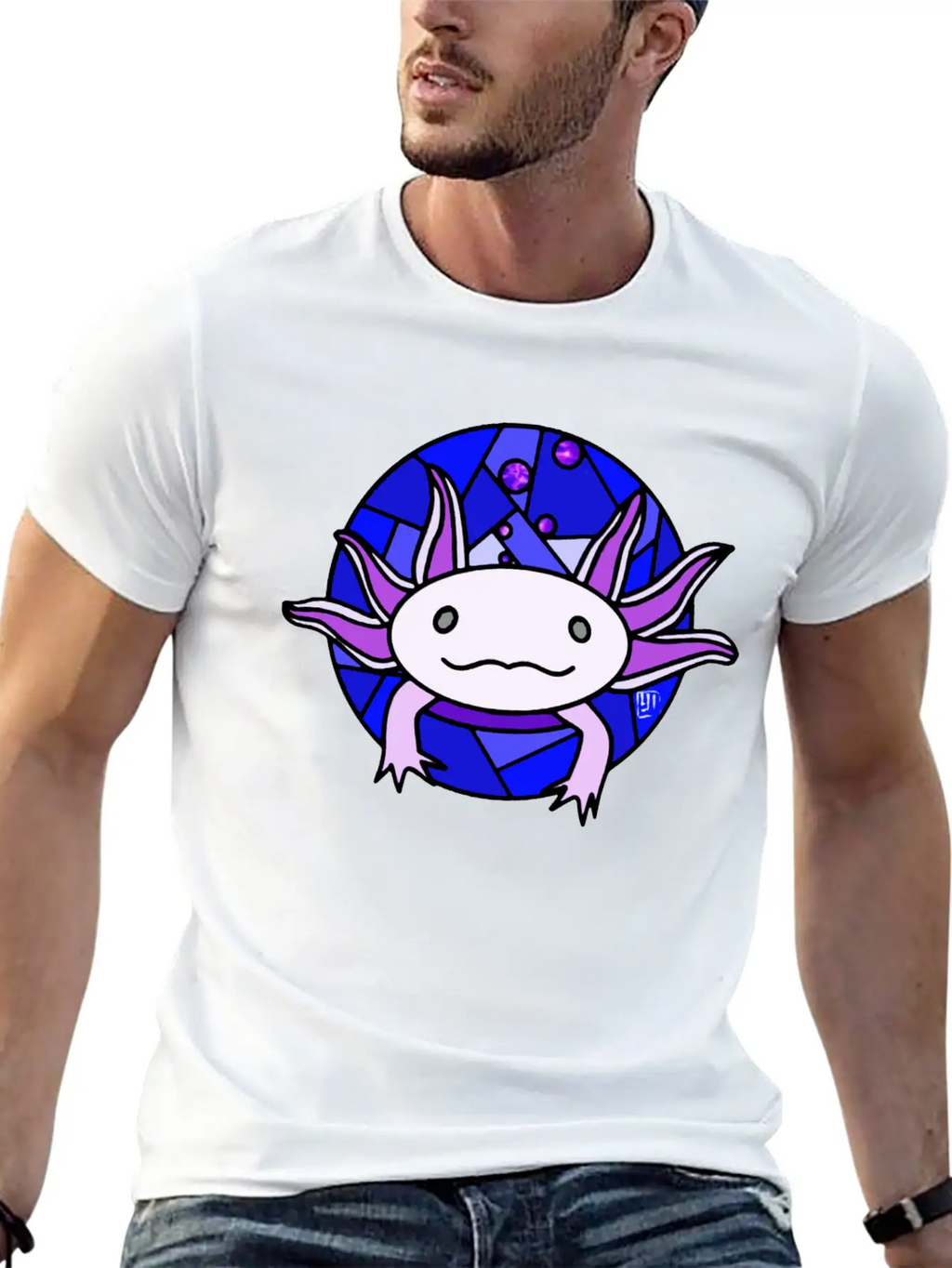 Purple Axolotl Stained Glass Stylish Everyday T-Shirt – Unisex Basic Cotton Tee