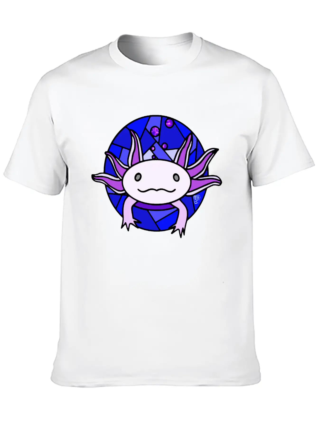 Purple Axolotl Stained Glass Stylish Everyday T-Shirt – Unisex Basic Cotton Tee