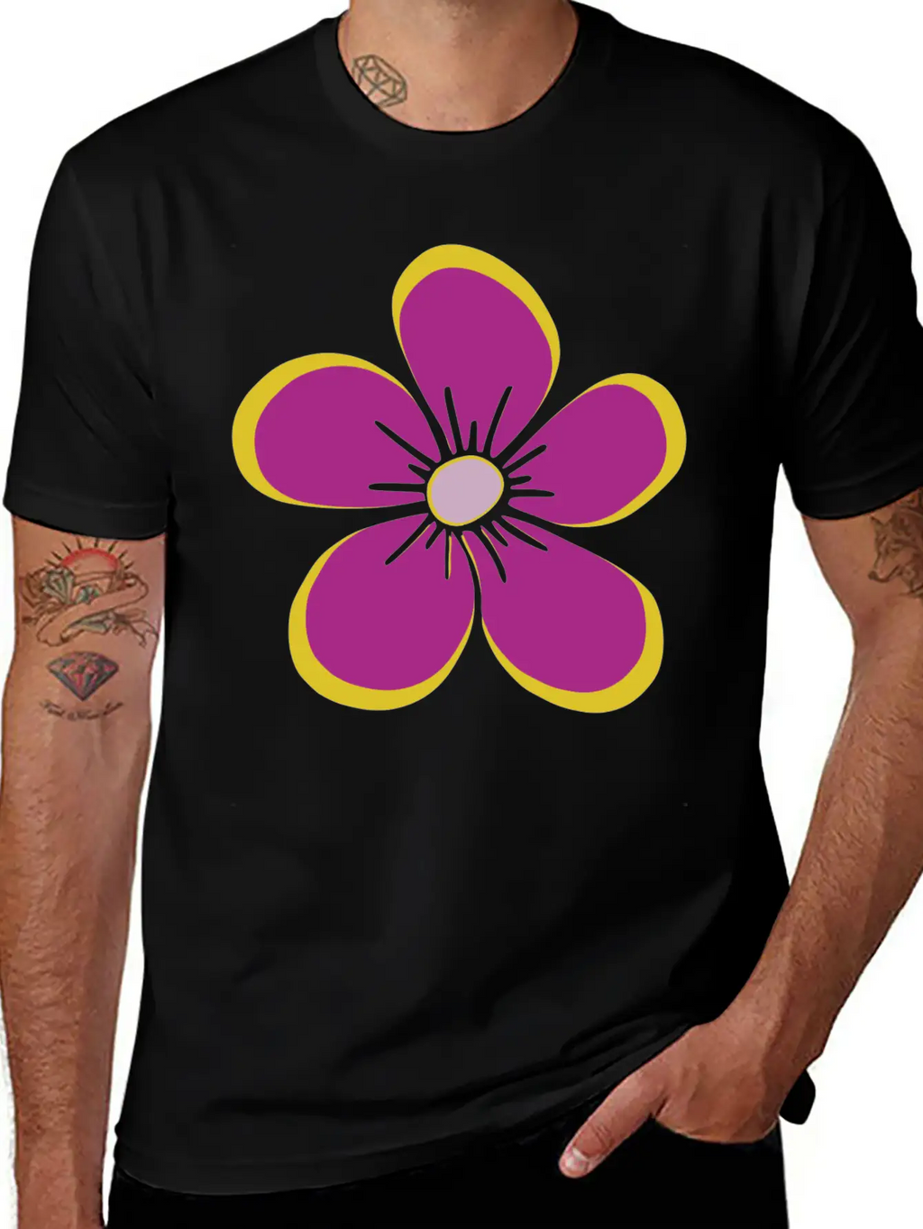 Purple Blooming Flower, Flowery, Floral Pattern Casual Graphic T-Shirt – Simple And Comfortable Daily Wear