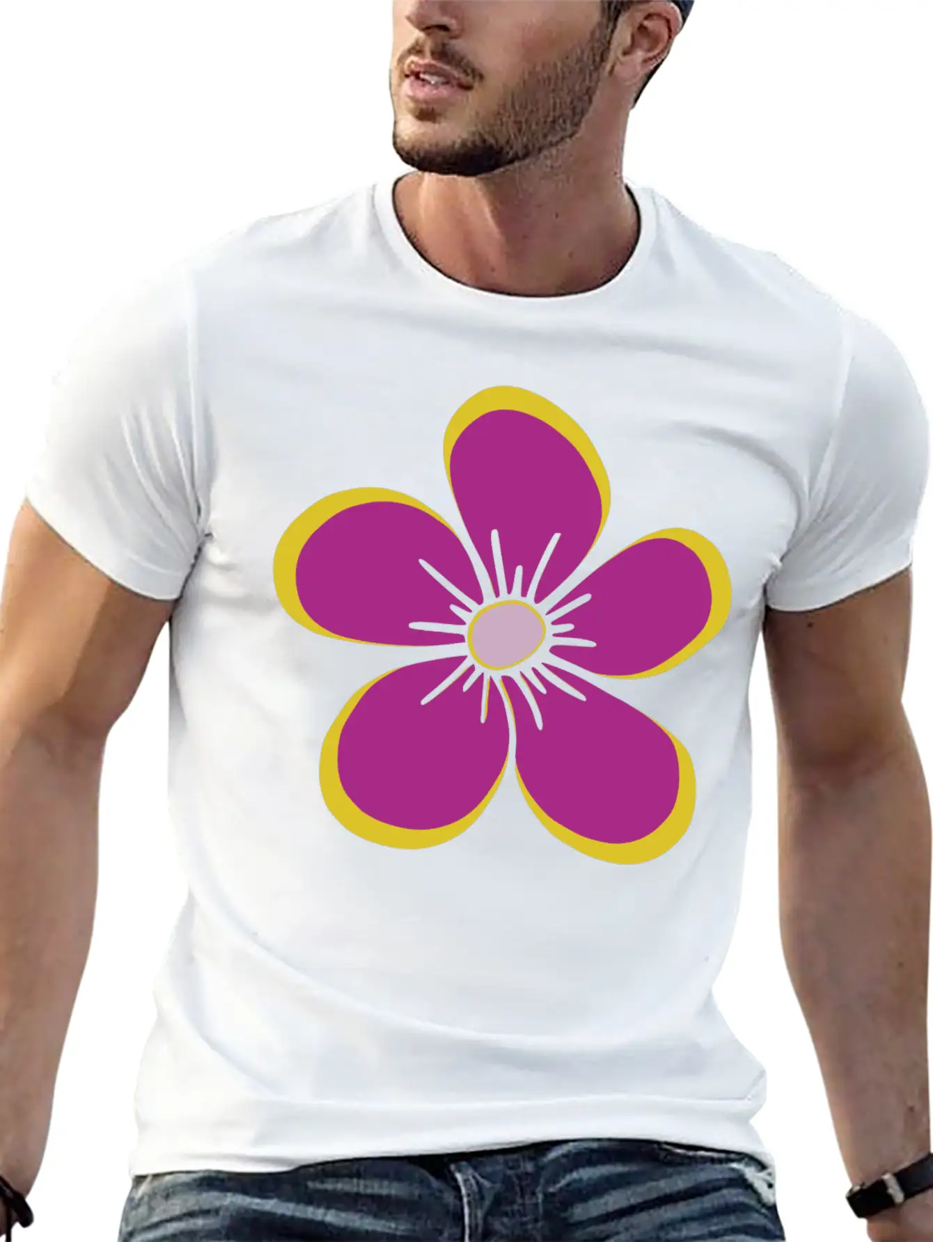 Purple Blooming Flower, Flowery, Floral Pattern Casual Graphic T-Shirt – Simple And Comfortable Daily Wear
