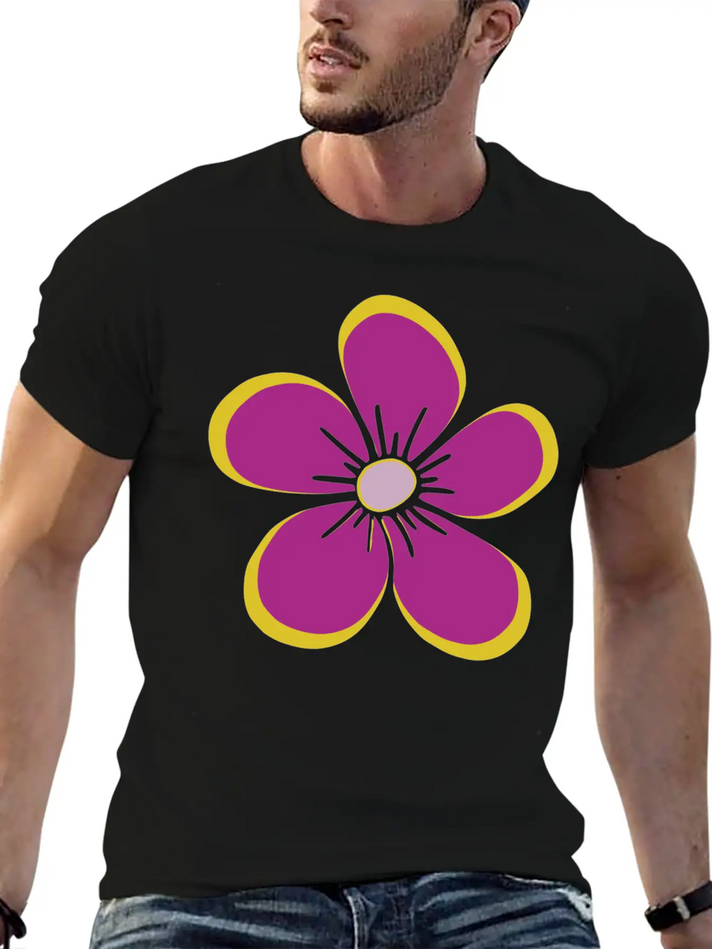 Purple Blooming Flower, Flowery, Floral Pattern Casual Graphic T-Shirt – Simple And Comfortable Daily Wear