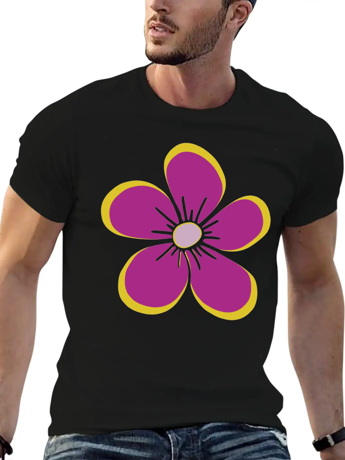 Purple Blooming Flower, Flowery, Floral Pattern Casual Graphic T-Shirt – Simple And Comfortable Daily Wear