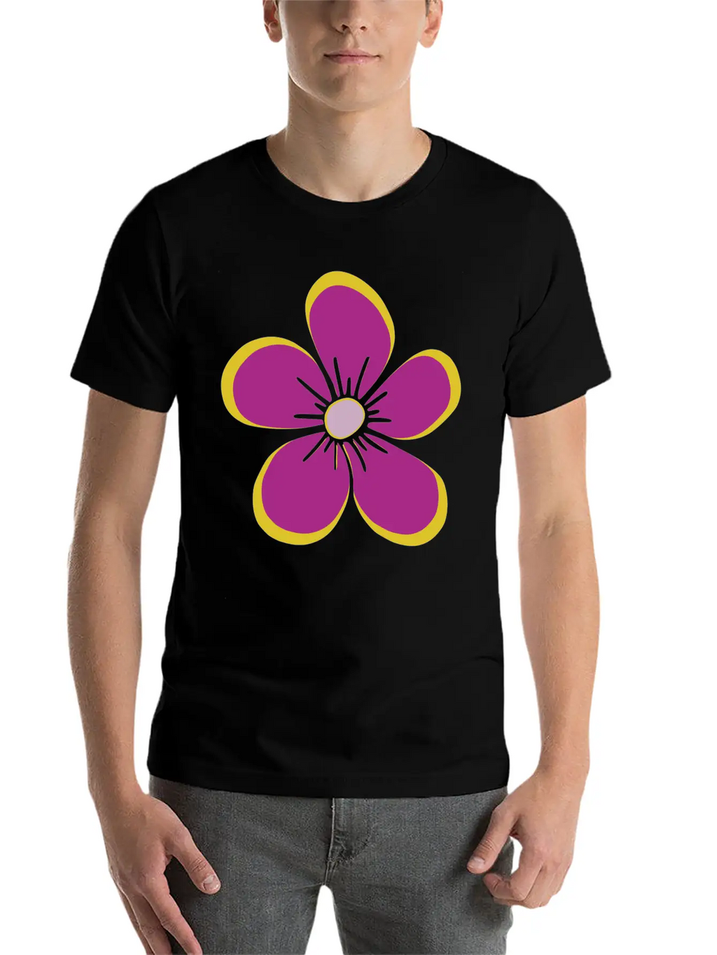 Purple Blooming Flower, Flowery, Floral Pattern Casual Graphic T-Shirt – Simple And Comfortable Daily Wear