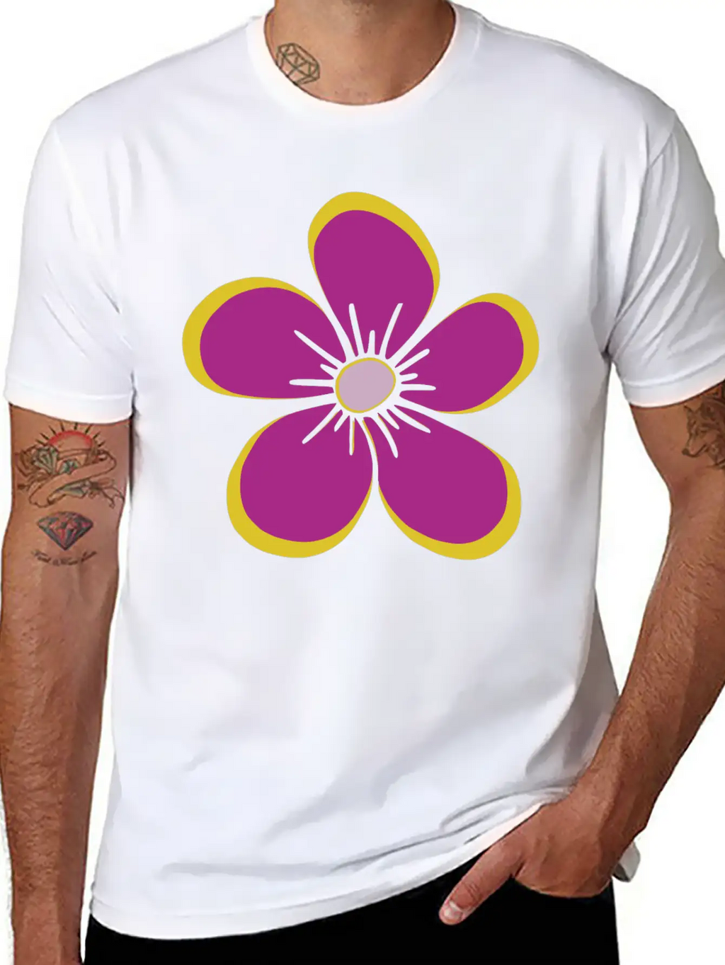 Purple Blooming Flower, Flowery, Floral Pattern Casual Graphic T-Shirt – Simple And Comfortable Daily Wear