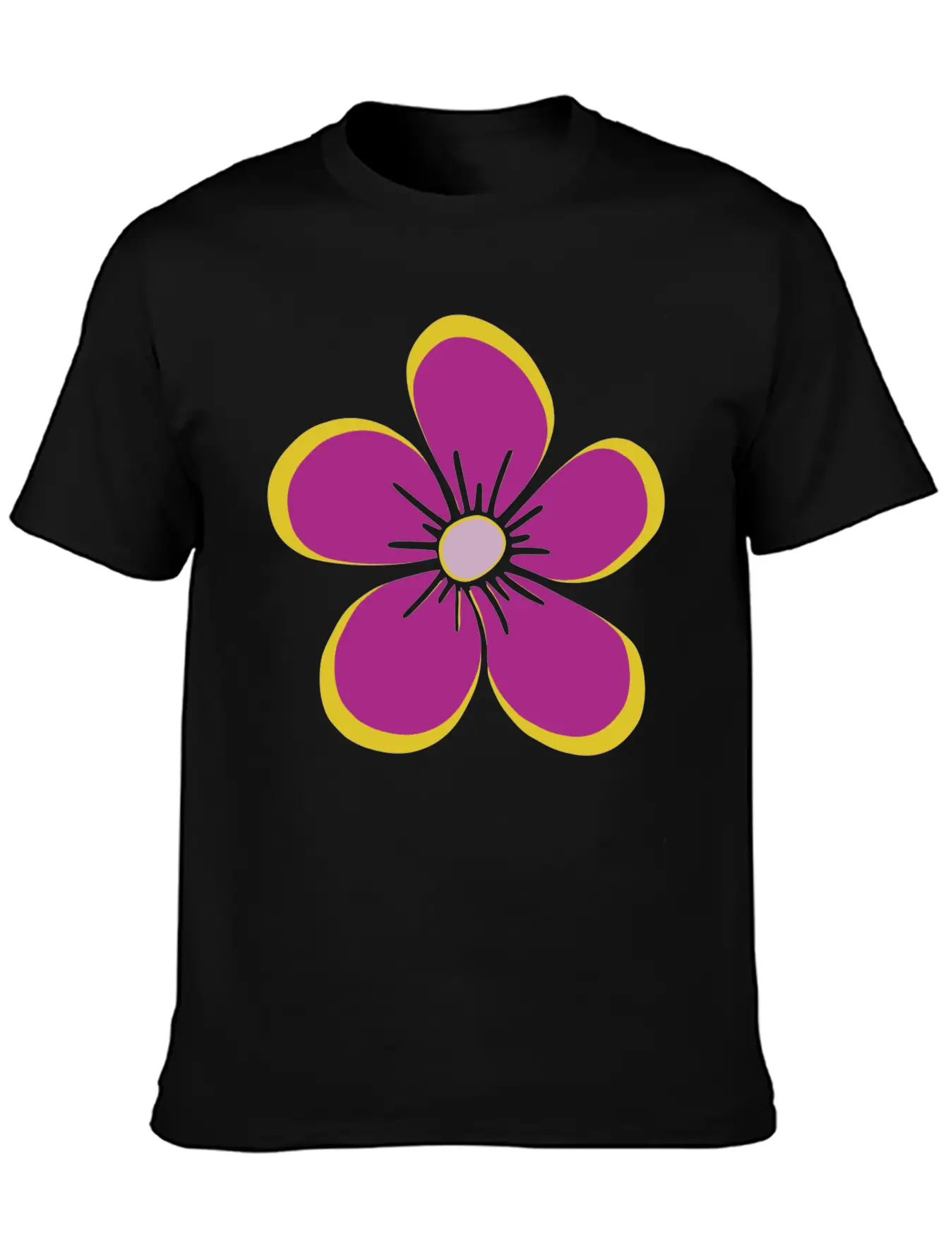 Purple Blooming Flower, Flowery, Floral Pattern Casual Graphic T-Shirt – Simple And Comfortable Daily Wear