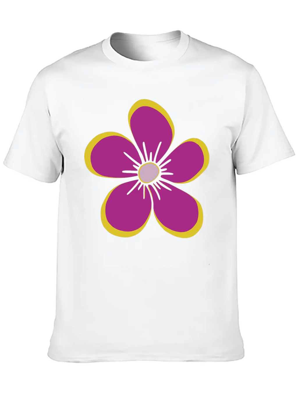 Purple Blooming Flower, Flowery, Floral Pattern Casual Graphic T-Shirt – Simple And Comfortable Daily Wear