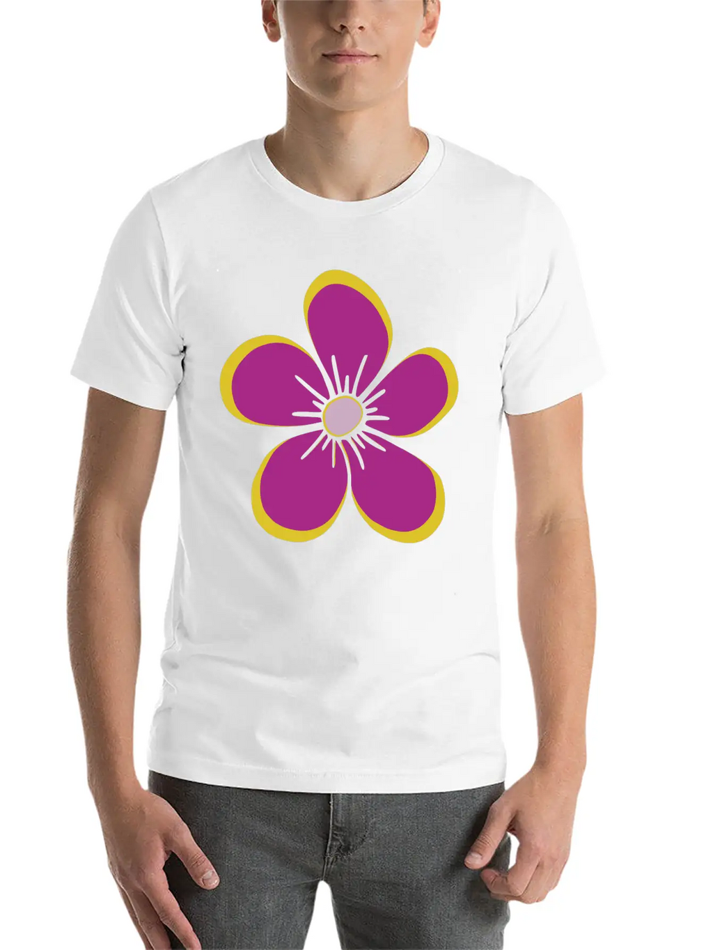 Purple Blooming Flower, Flowery, Floral Pattern Casual Graphic T-Shirt – Simple And Comfortable Daily Wear