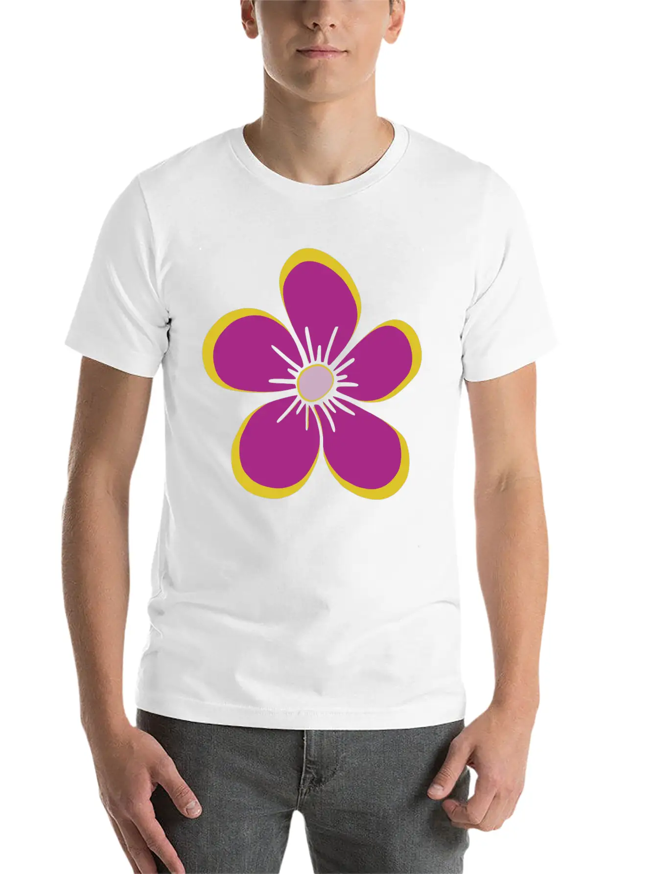 Purple Blooming Flower, Flowery, Floral Pattern Casual Graphic T-Shirt – Simple And Comfortable Daily Wear