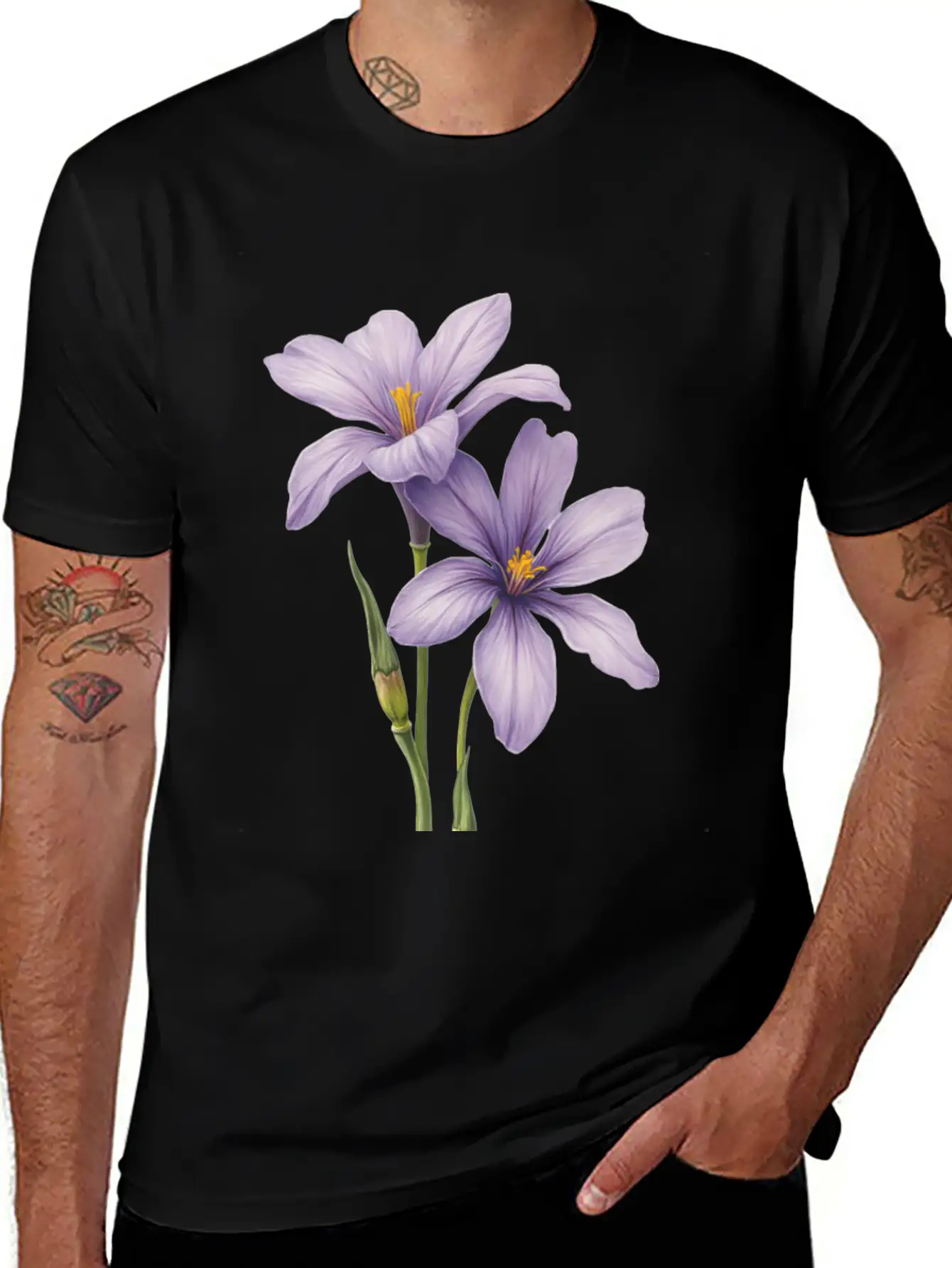 Purple Flower Breathable Soft Cotton T-Shirt – Timeless Casual Look