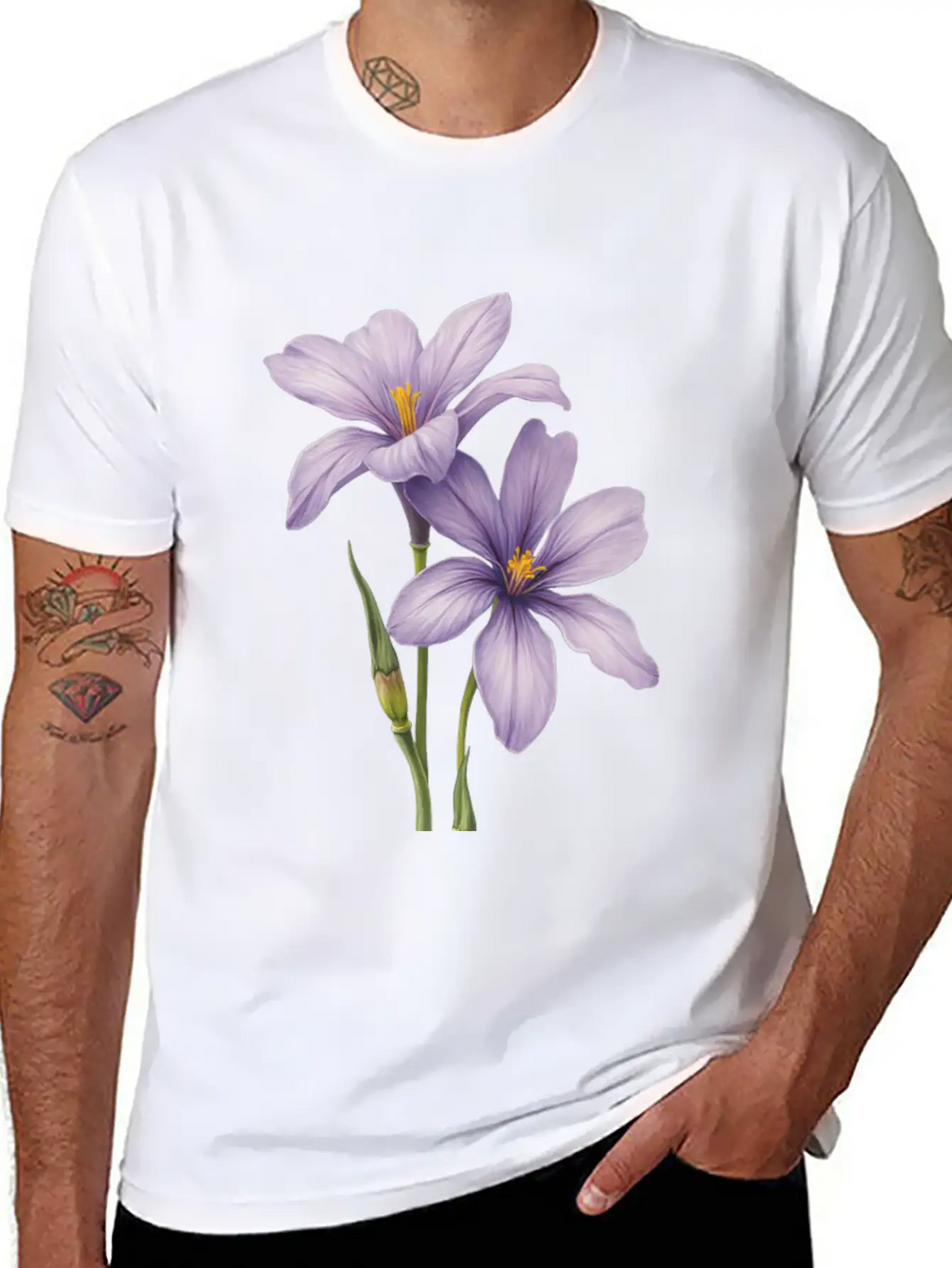 Purple Flower Breathable Soft Cotton T-Shirt – Timeless Casual Look