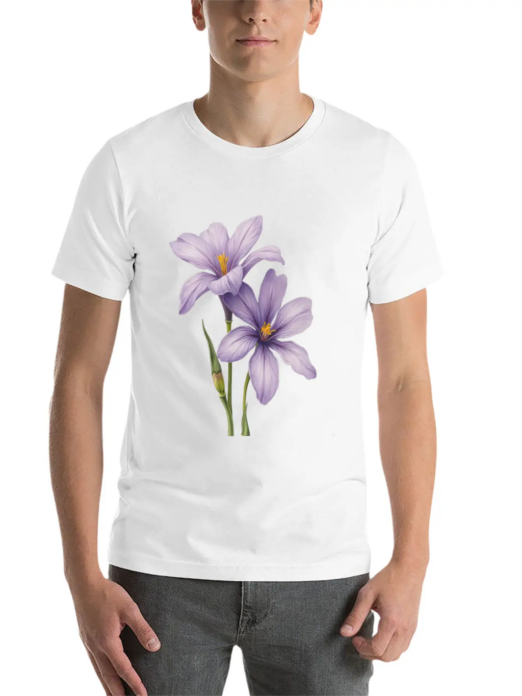 Purple Flower Breathable Soft Cotton T-Shirt – Timeless Casual Look