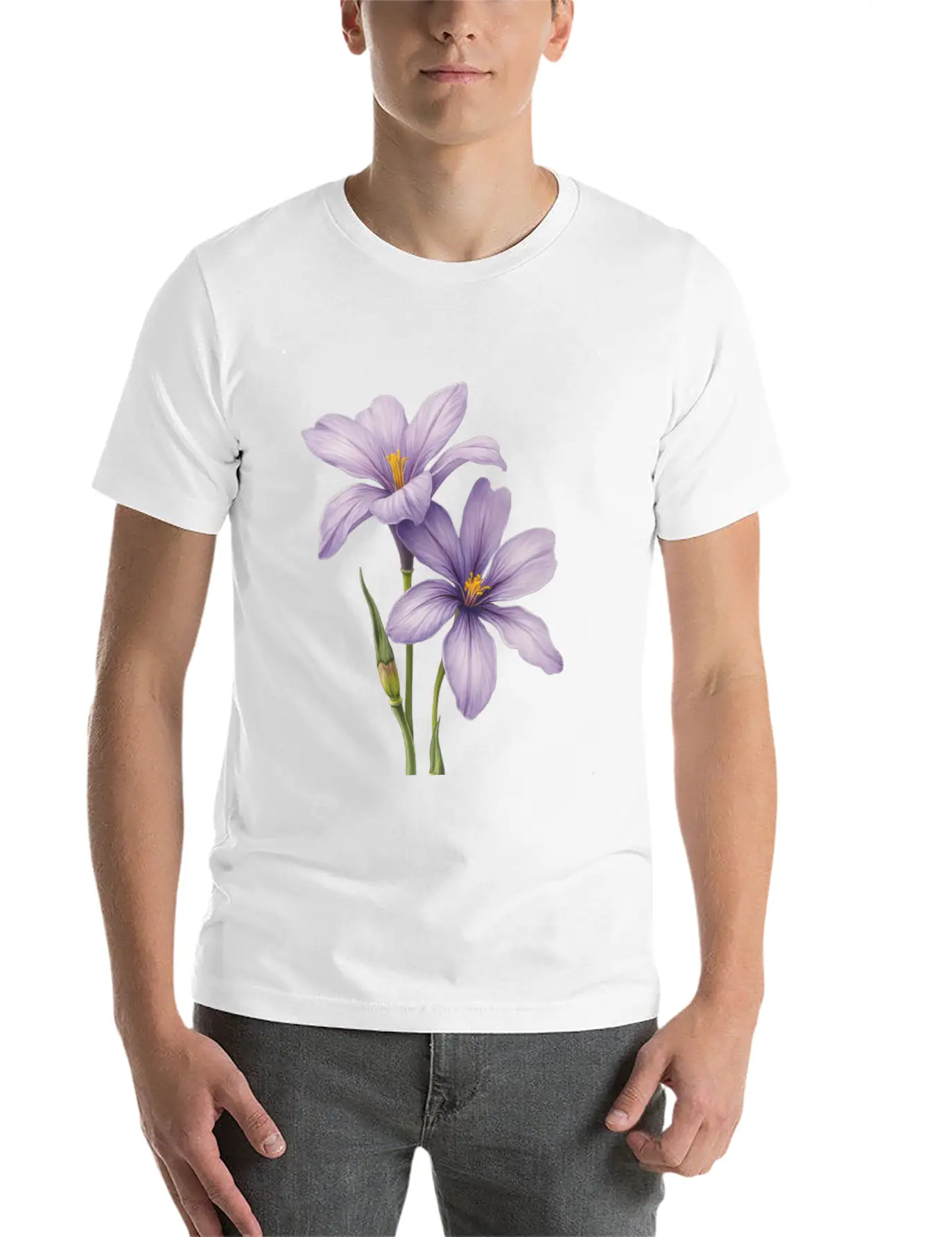Purple Flower Breathable Soft Cotton T-Shirt – Timeless Casual Look