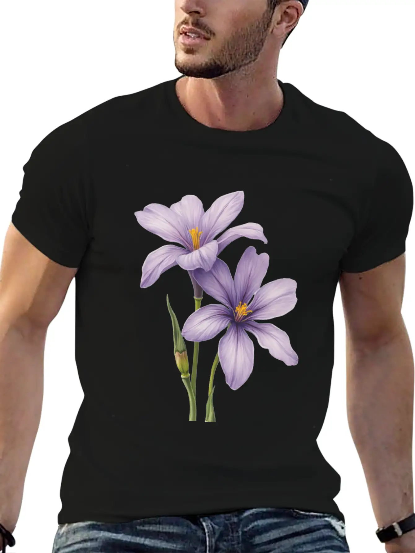 Purple Flower Breathable Soft Cotton T-Shirt – Timeless Casual Look