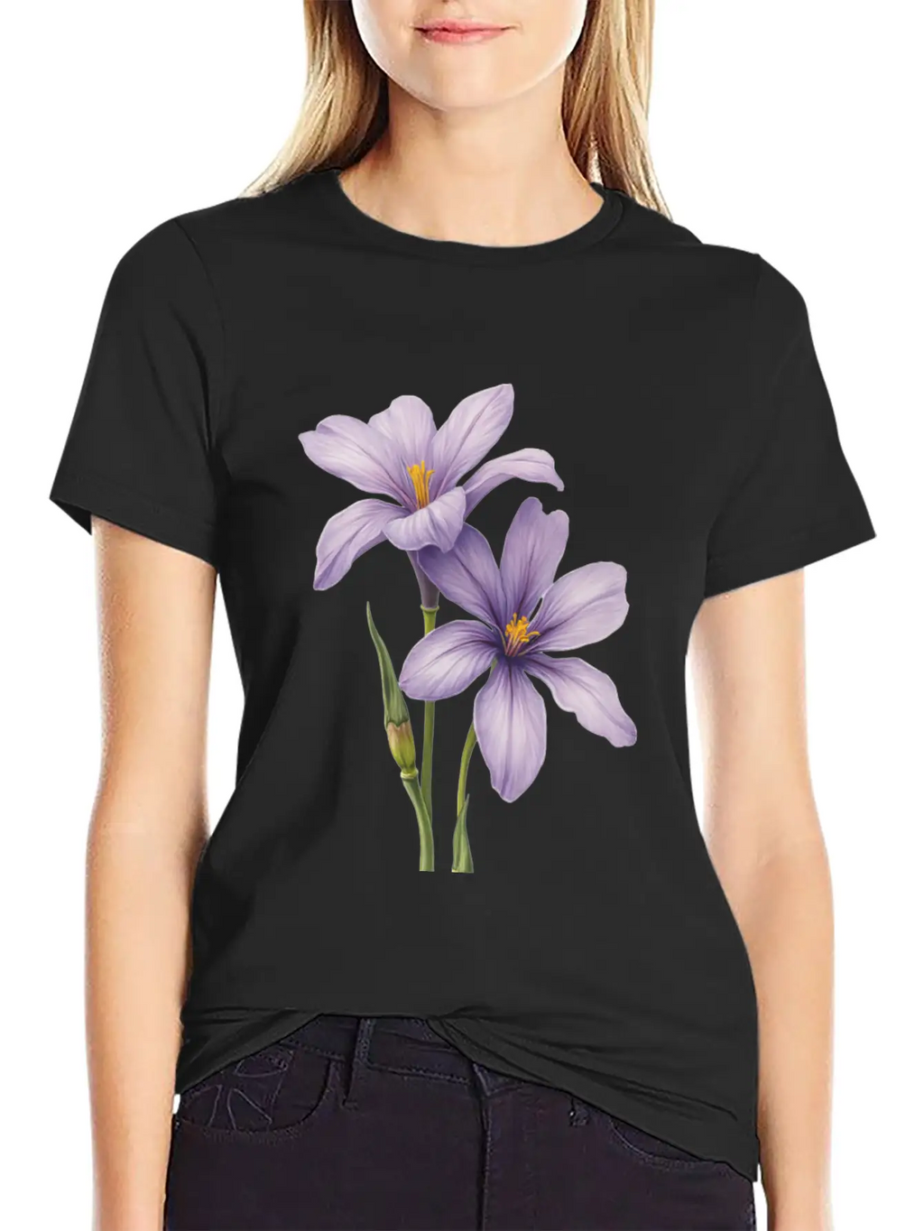 Purple Flower Breathable Soft Cotton T-Shirt – Timeless Casual Look