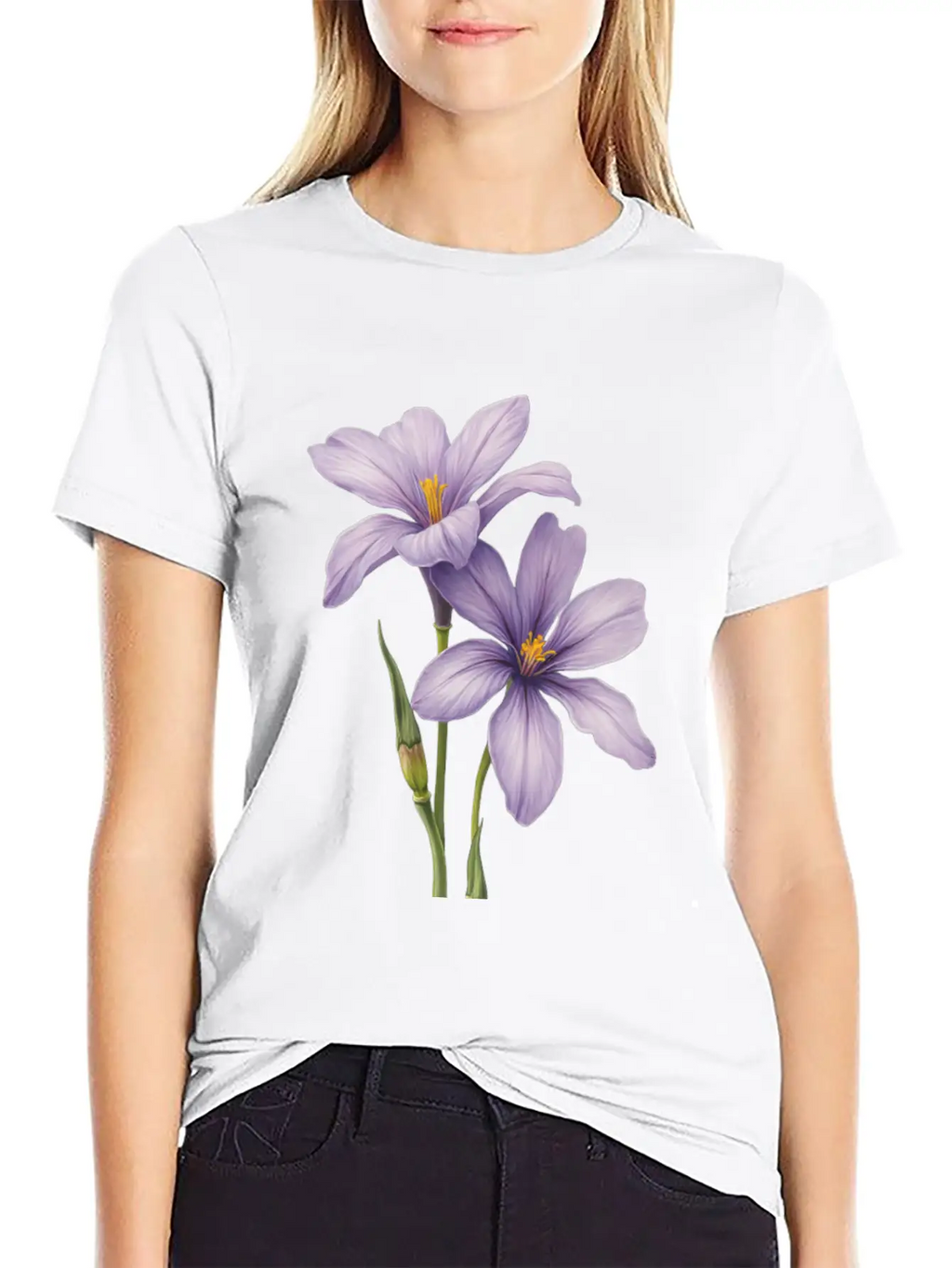 Purple Flower Breathable Soft Cotton T-Shirt – Timeless Casual Look